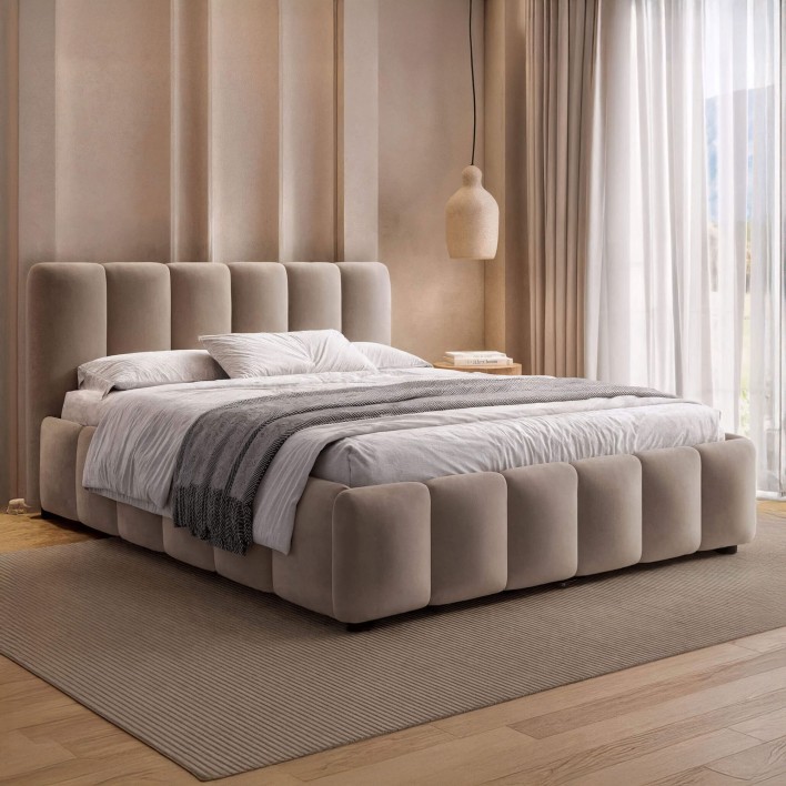 Łóżko tapicerowane z pojemnikiem 4578G 120x200 Welur Ciemny Beż #10