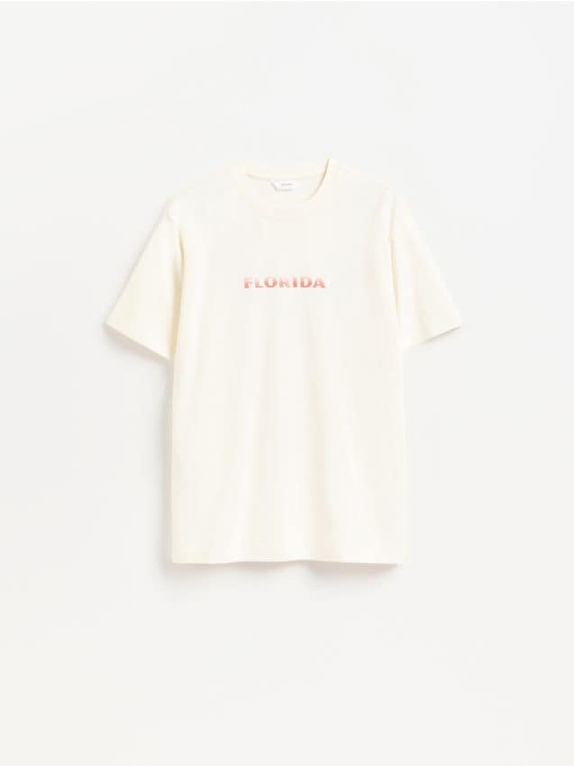 Reserved - T-shirt comfort z nadrukiem - biały