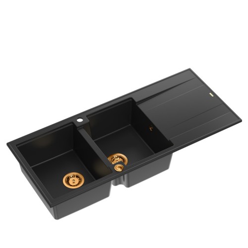 Quadron HQE11650U7_PVDC1_P2O Evan 121 pure carbon - czarny mat/miedziany - granitowy - wpuszczany w blat - ociekacz