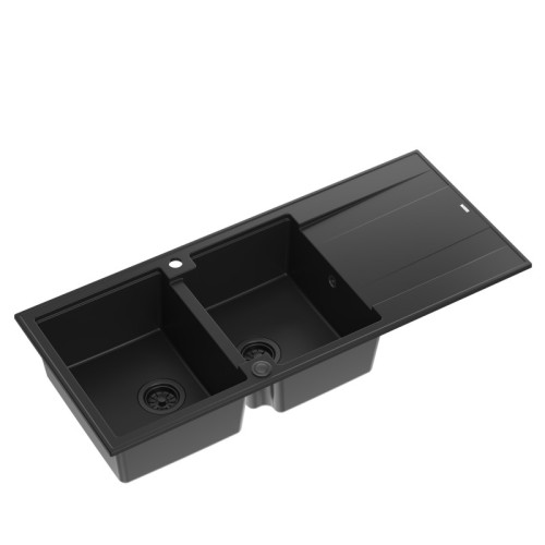 Quadron HQE11650U7_BLM_P2O Evan 121 pure carbon - czarny mat - granitowy - wpuszczany w blat - ociekacz