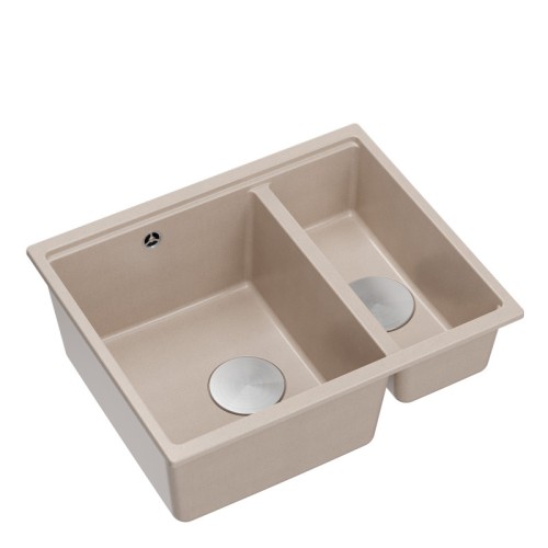 Quadron Zlewozmywak granitowy LOGAN 150 – półtorakomorowy, podwieszany, pearl beige/elementy stalowe HCQL5646U2-BS_U