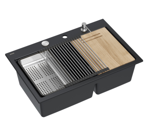 Zlew QUADRON MARC 120 PURE CARBON (czarny mat) + akcesoria (HQC7650U7_BS)