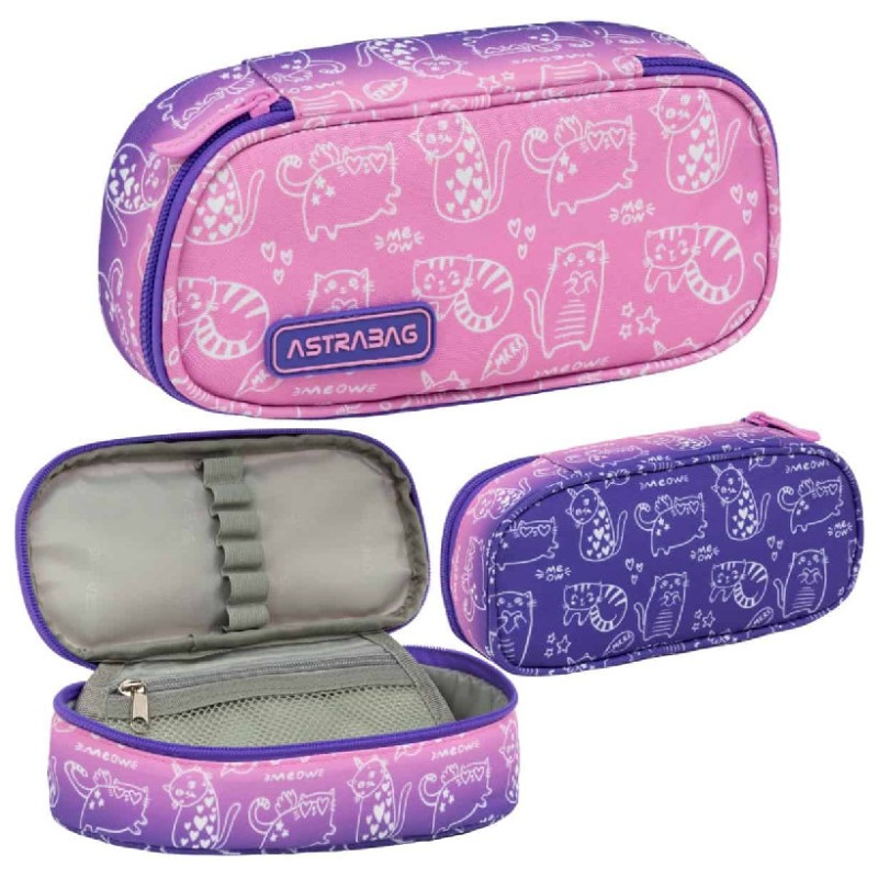 Astrabag Piórnik Jednokomorowy Saszetka Etui Na Przybory Szkolne Kitty