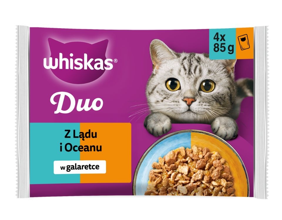 WHISKAS Duo Adult z Lądu i Oceanu w galaretce 4x85 g mokra karma dla kotów