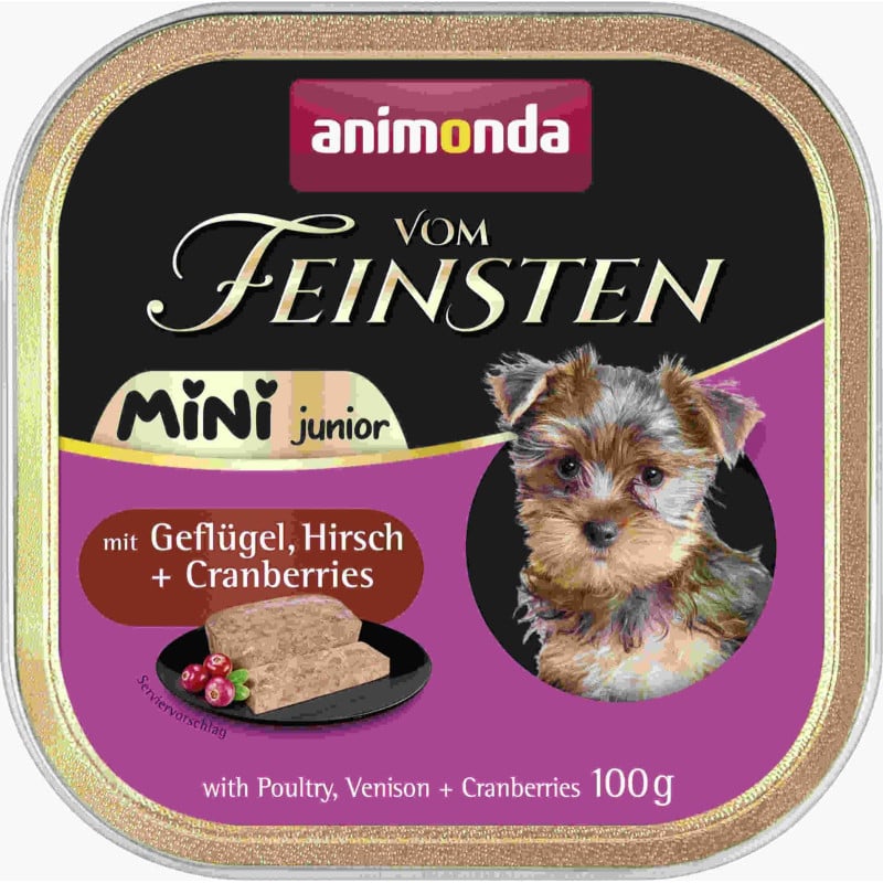 ANIMONDA Vom Feinsten Mini Junior z drobiem, dziczyzną i żurawiną 100g mokra karma dla szczeniąt małych ras