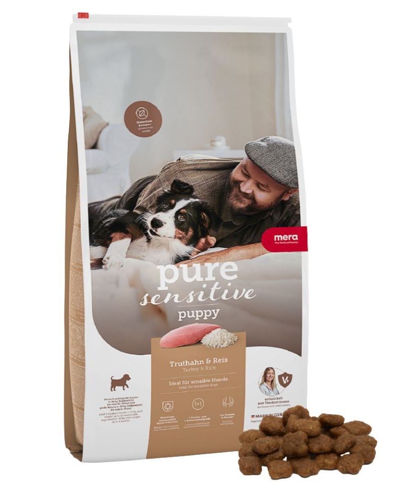 MERA Dog Pure Sensitive Puppy Turkey Rice 4 kg indyk i ryż, sucha karma dla szczeniąt