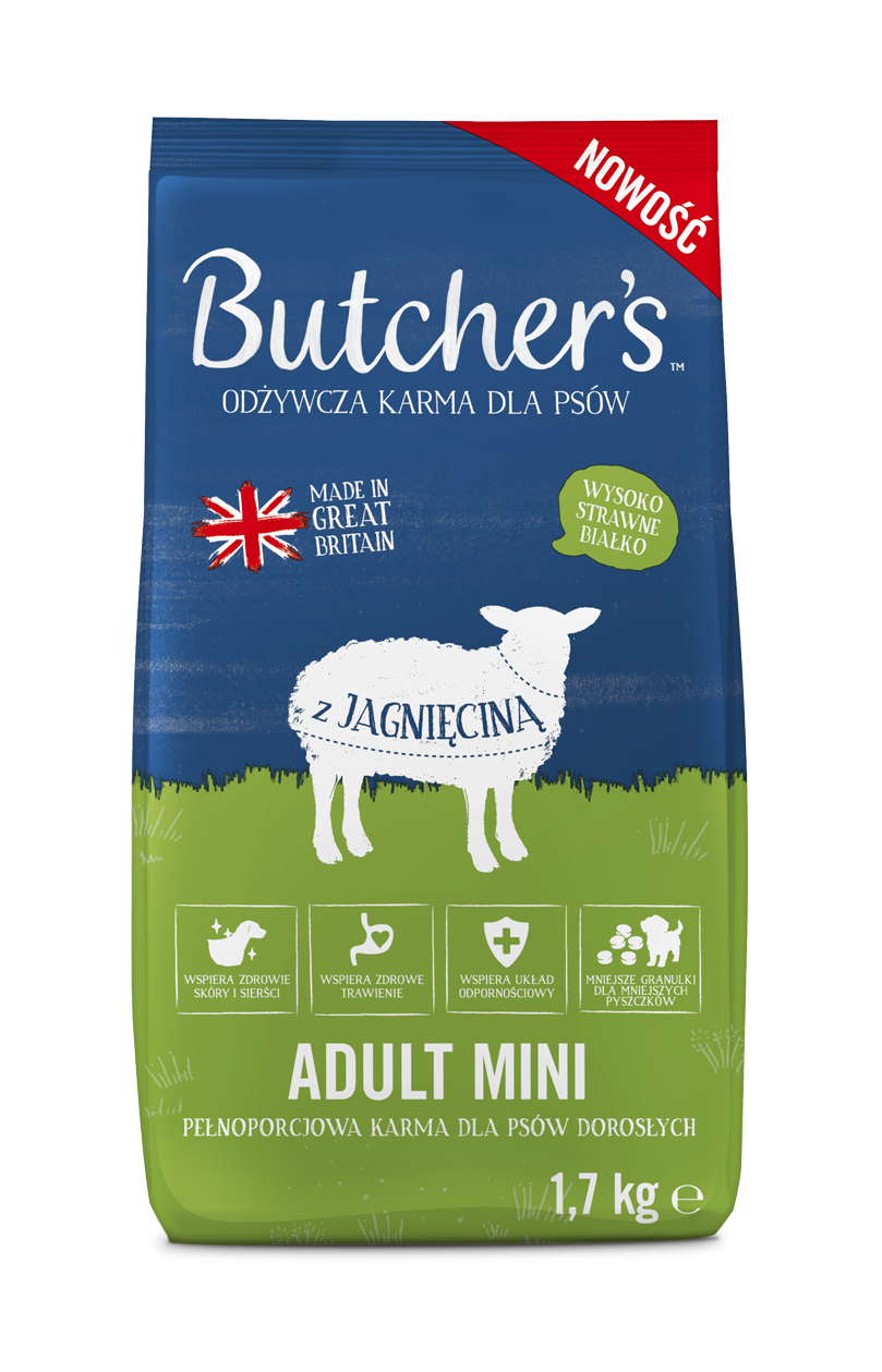 BUTCHER'S Original Małe Rasy, sucha karma dla psa, jagnięcina 1,7kg