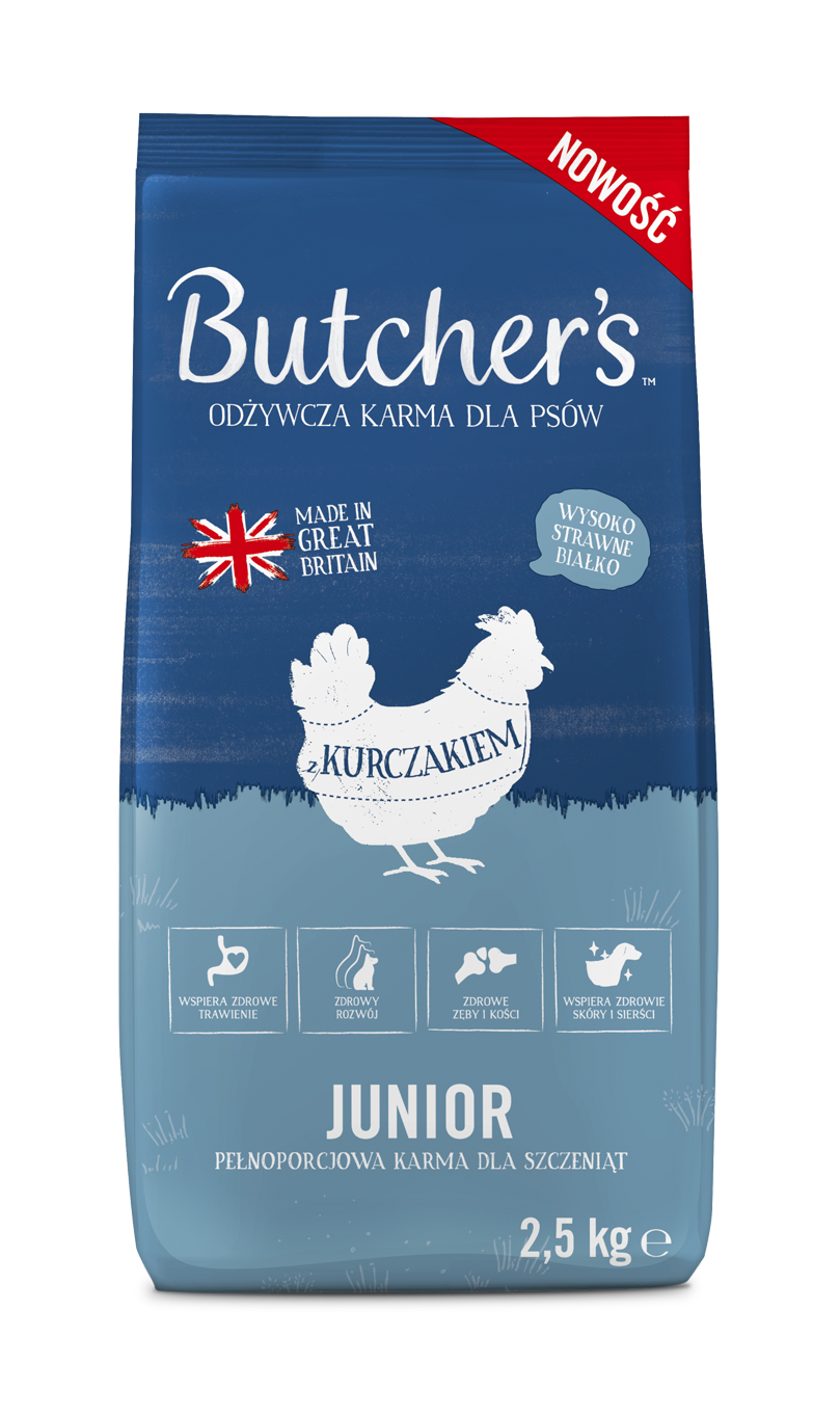 BUTCHER'S Original Junior, sucha karma dla szczeniąt, kurczak 2,5kg