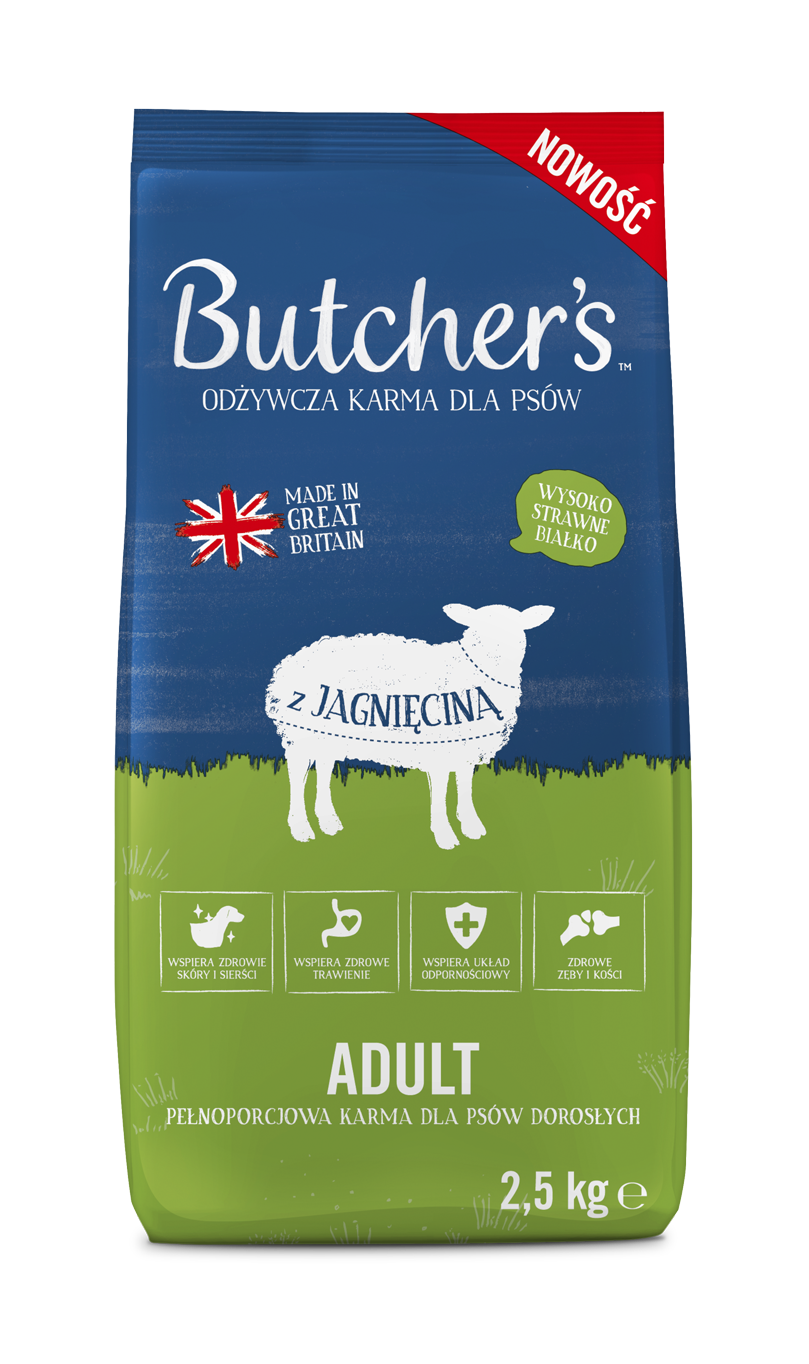 BUTCHER'S Original, sucha karma dla psa, jagnięcina 2,5kg