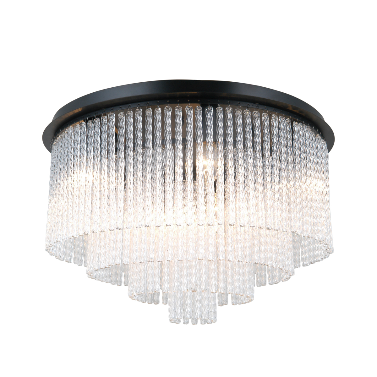 NAUTE elegancki czarny plafon kaskadowy ze szklanymi zawieszkami 9xE14 fi 50cm PLF-40931-9A-BK