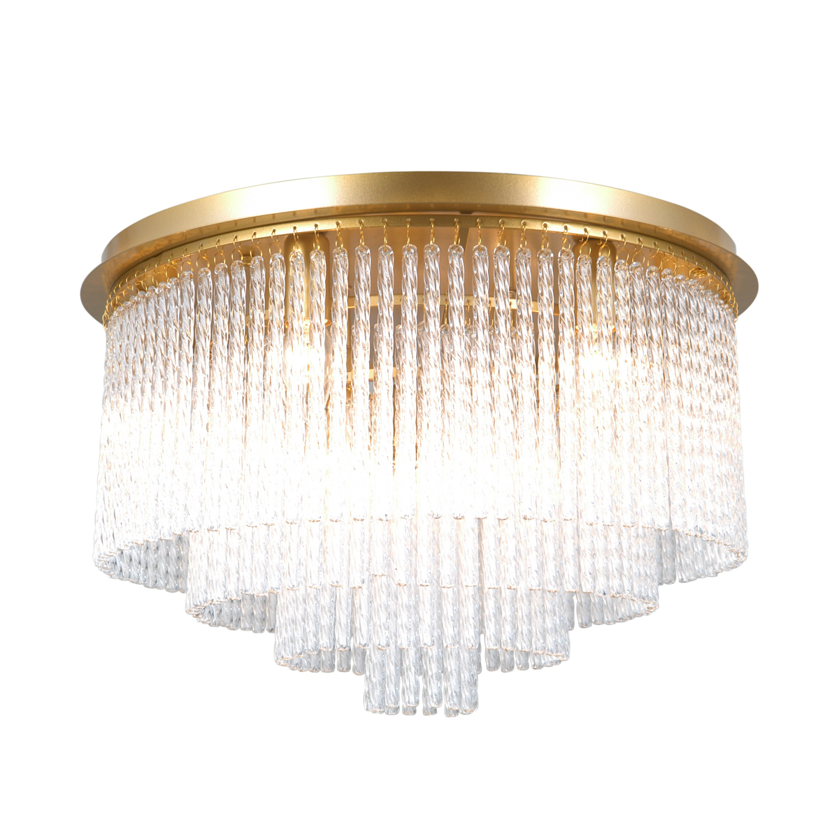 NAUTE elegancki złoty plafon kaskadowy ze szklanymi zawieszkami 9xE14 fi 50cm PLF-40931-9A-GD