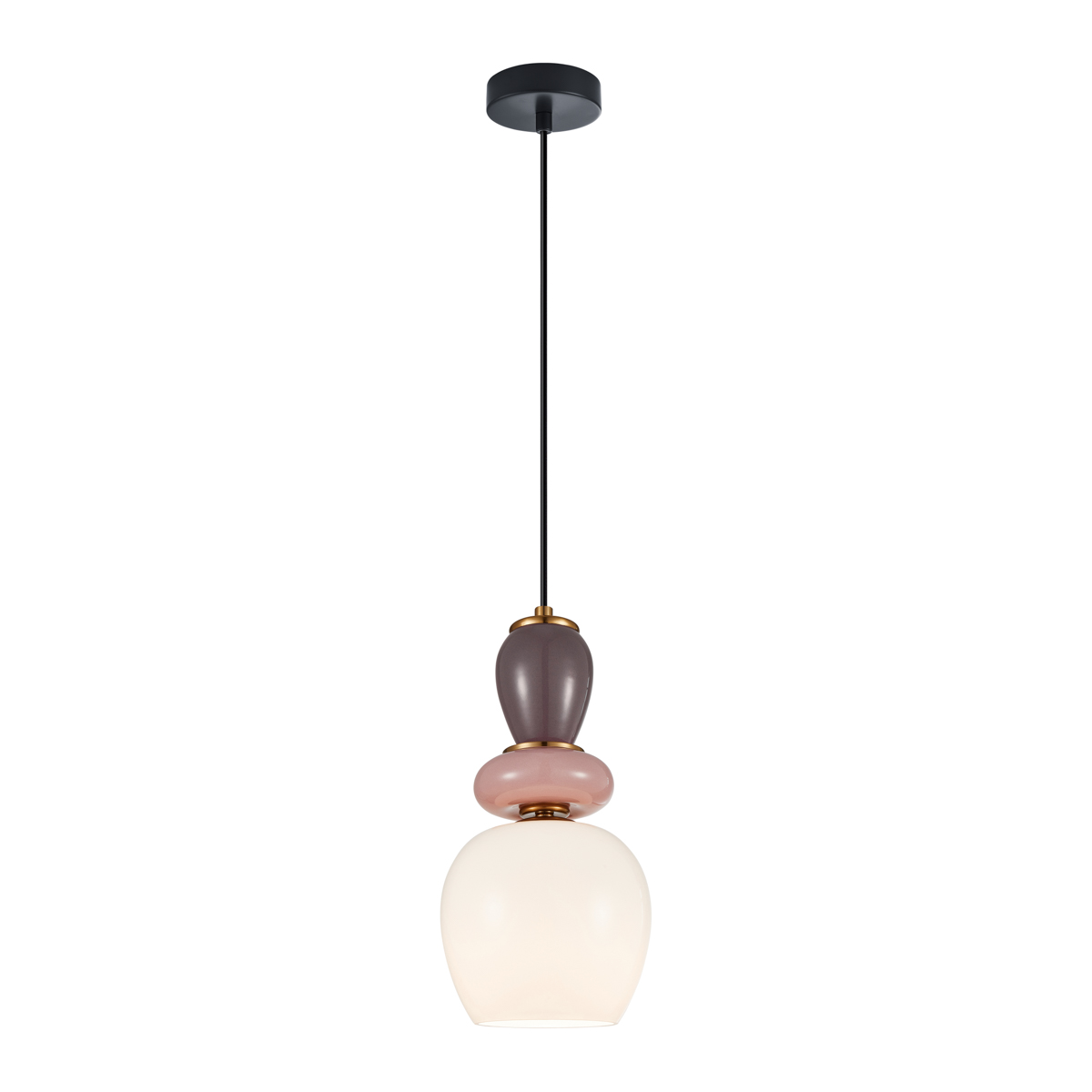 MARTELO lampa wisząca ceramiczna z białym kloszem fioletowa różowa 1xE27 PND-36545-1C-GD-WH