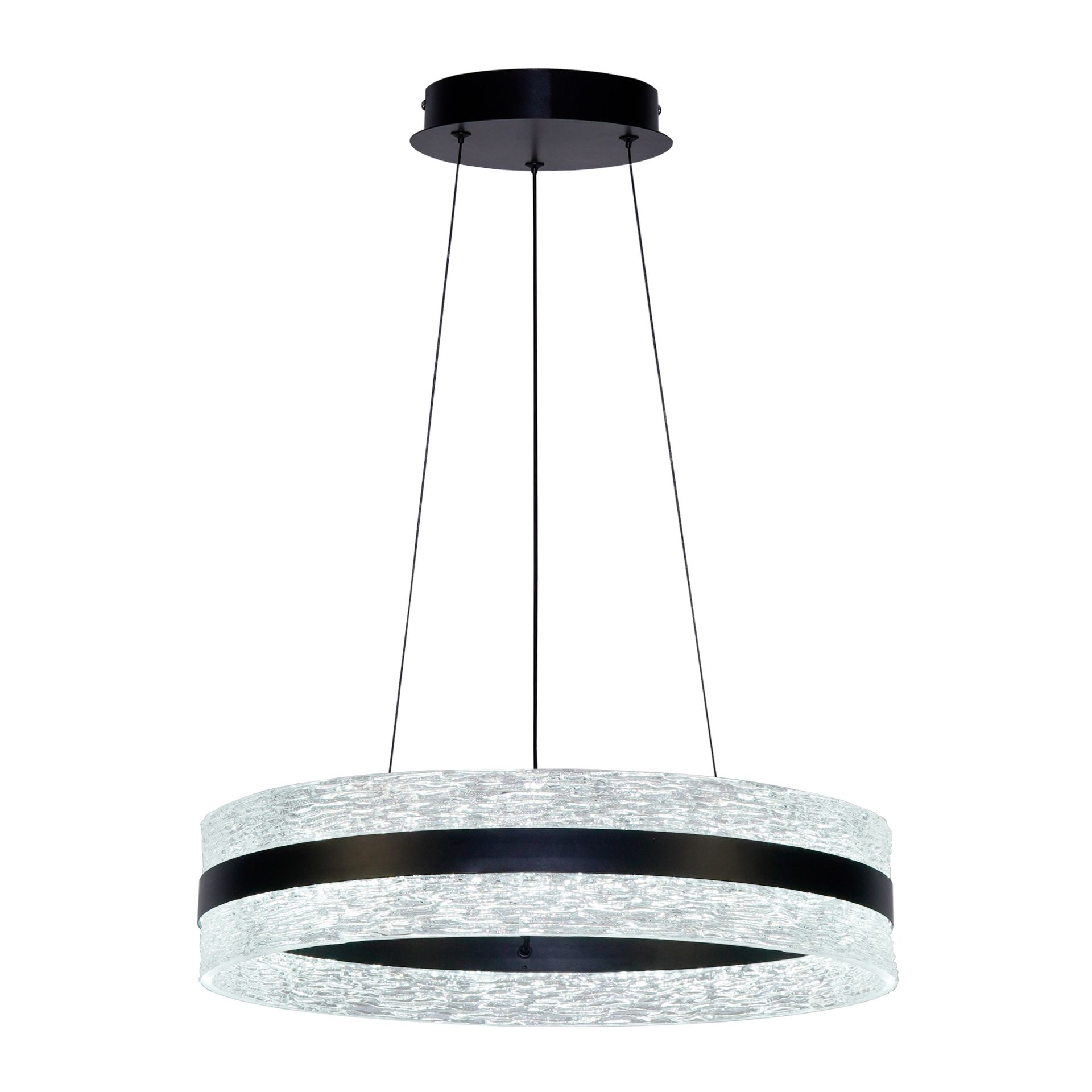 NELIA lampa wisząca czarny ring ze szklanym kloszem LED 35W CCT PND-45283-BK