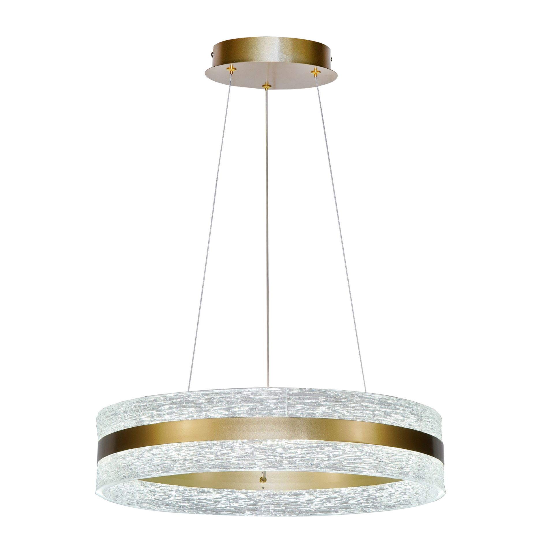 NELIA lampa wisząca złoty ring ze szklanym kloszem LED 35W CCT PND-45283-GD