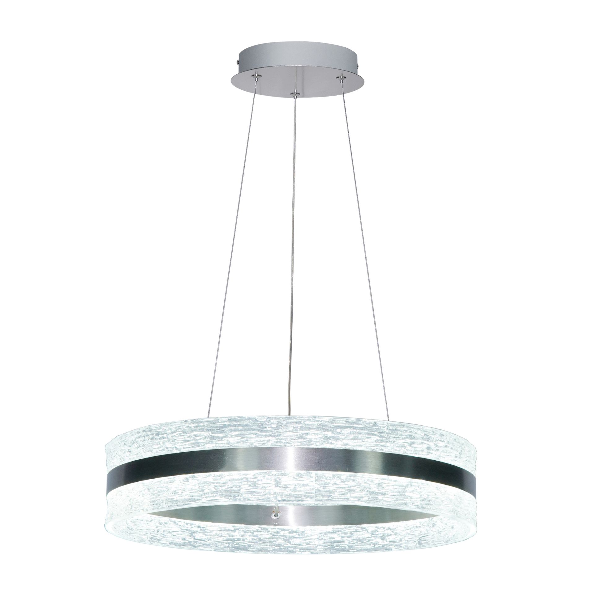 NELIA lampa wisząca srebrny ring ze szklanym kloszem LED 35W CCT PND-45283-SCHR
