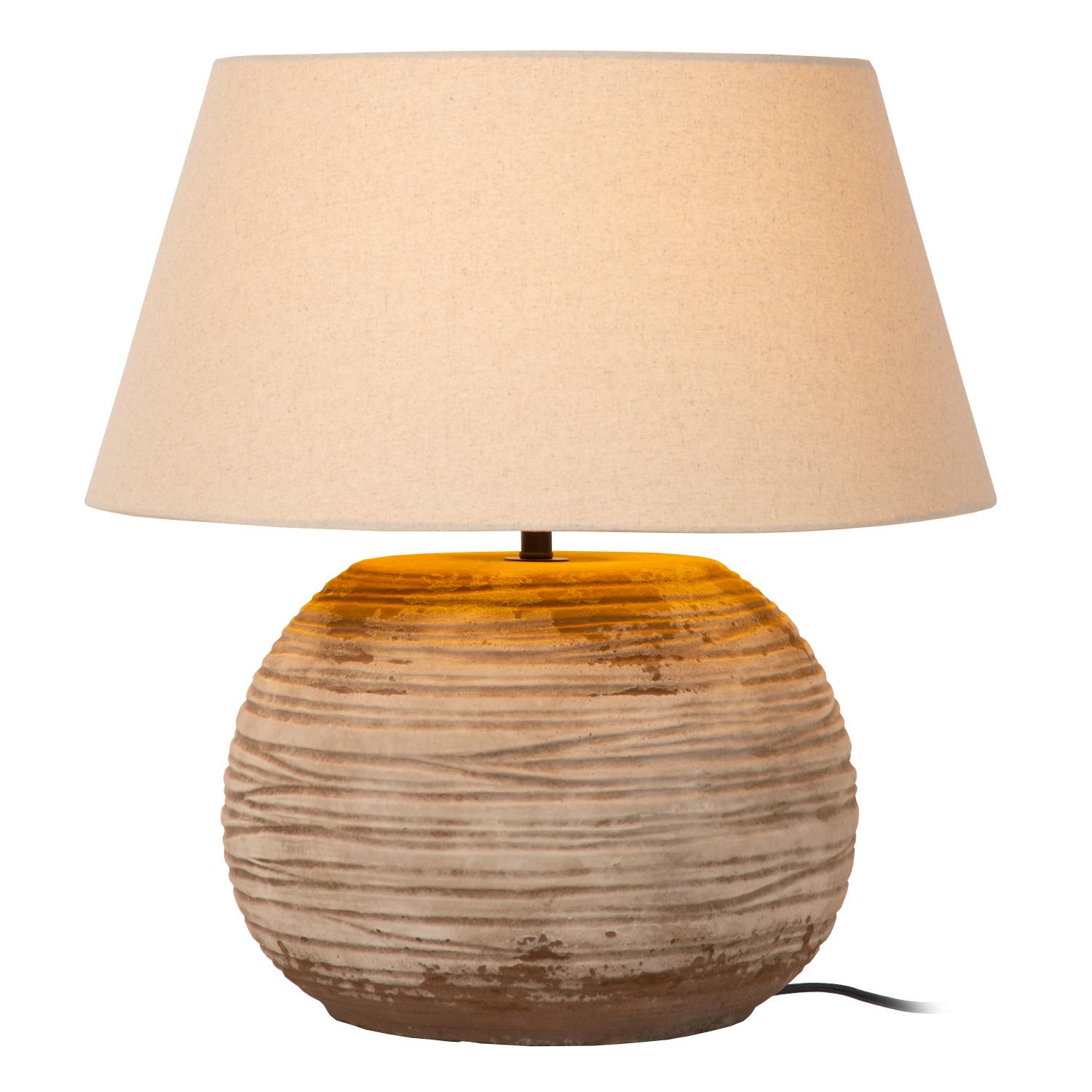 DENISE lampa stołowa ceramiczna w odcieniach brązu z białym abażurem 1xE27 LUCIDE 47511/81/43