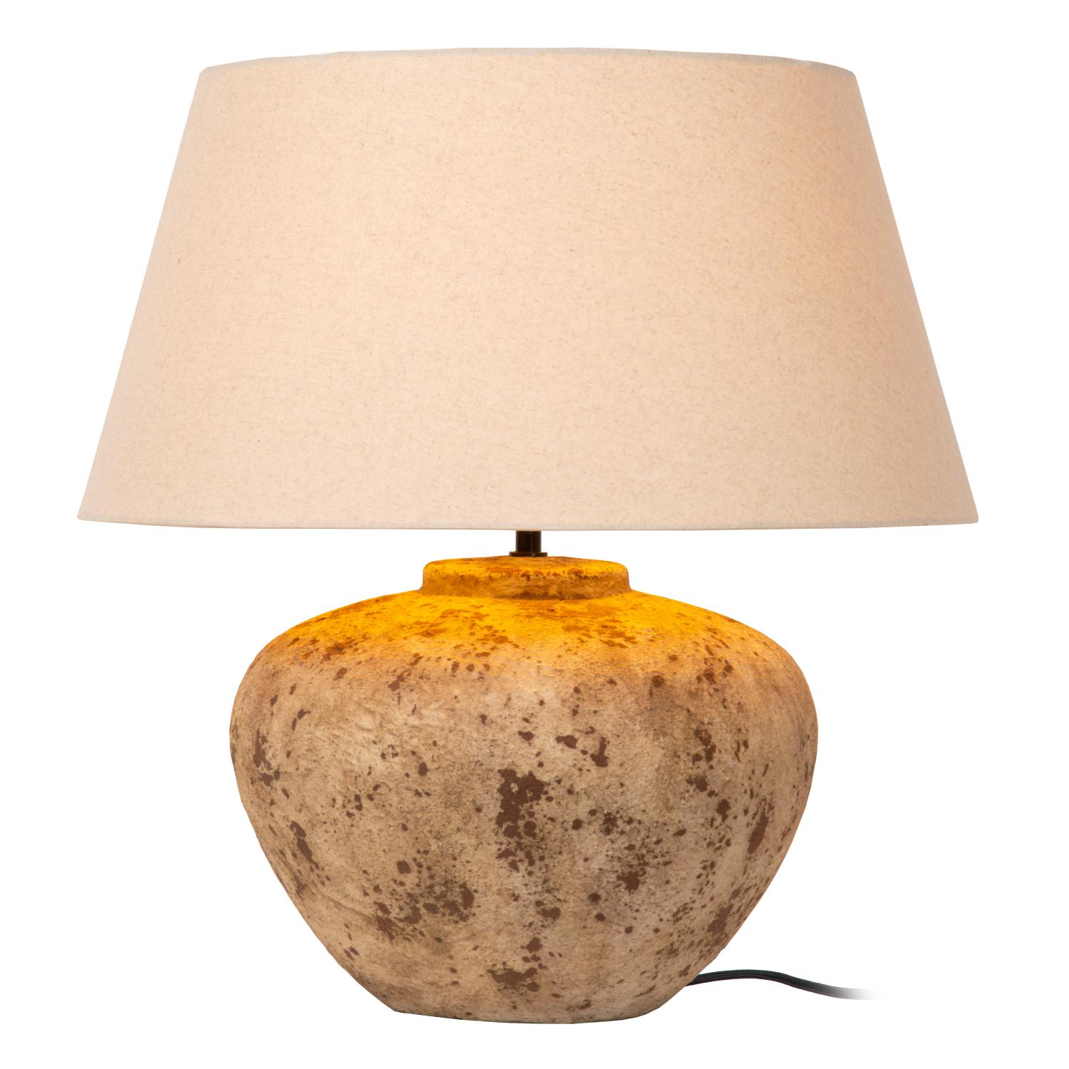 DAVINA lampa stołowa ceramiczna w odcieniach brązu z kremowym abażurem 1xE27 LUCIDE 47512/81/43