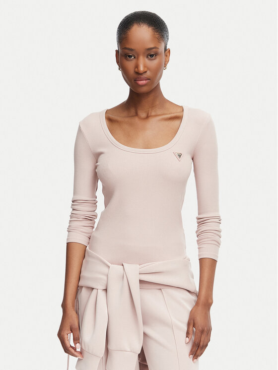 Guess Bluzka V4BP07 K8RT2 Różowy Slim Fit