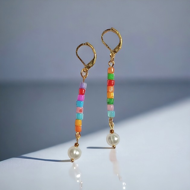 Kolczyki długie : summer collection :: muszla i perły
