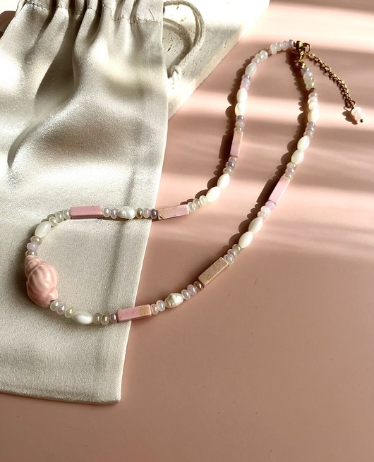 Naszyjnik Pink Shell z różową ceramiczną muszelką