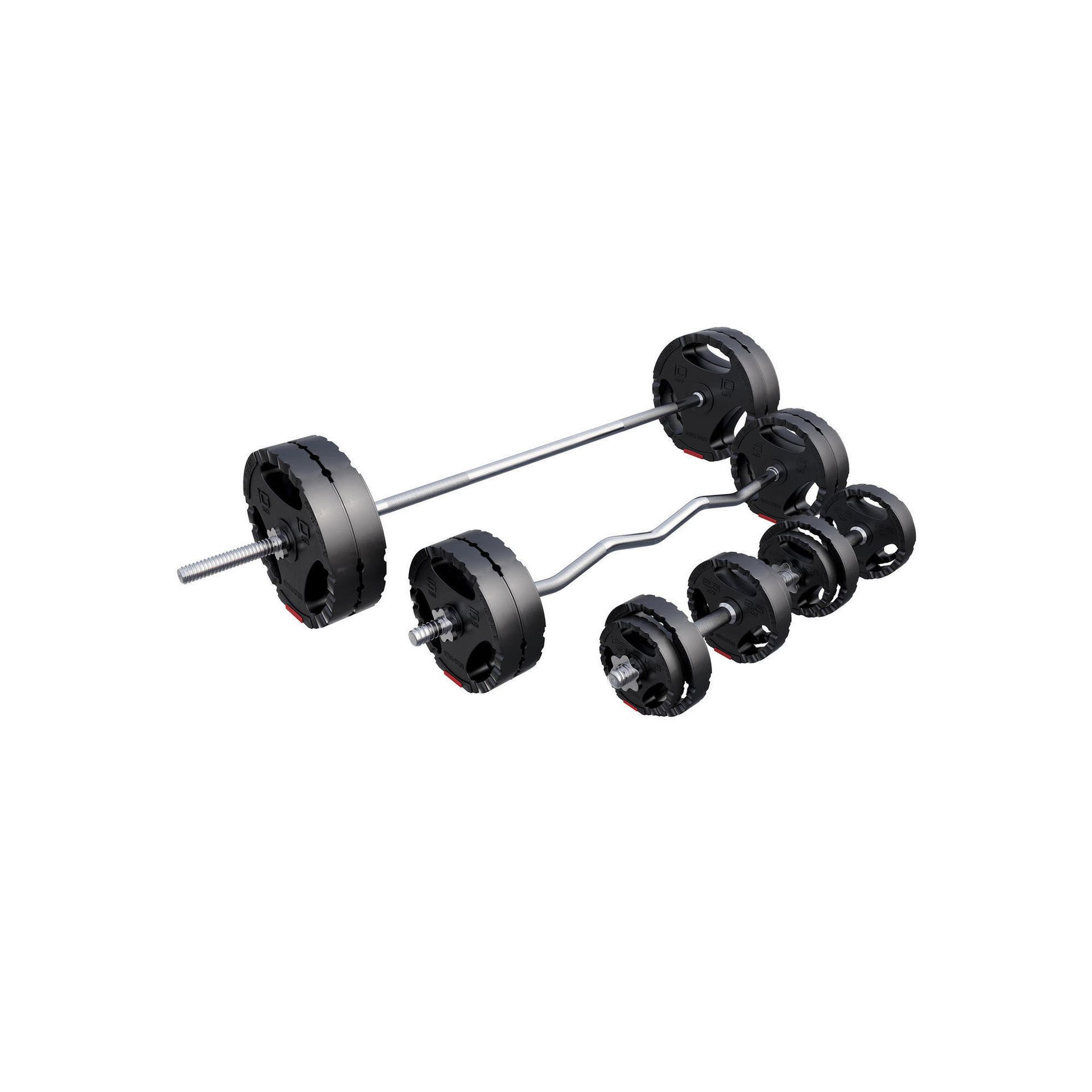Gorilla Sports Zestaw 4 gryfy i obciążenia winylowe z uchwytami 98 kg (100257-00007-0048)