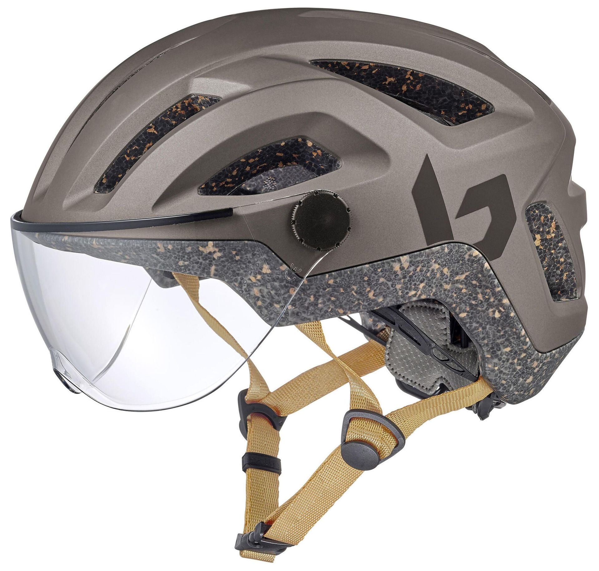 Kask rowerowy miejski „Eco React Visor”, matowy, chłodny szary