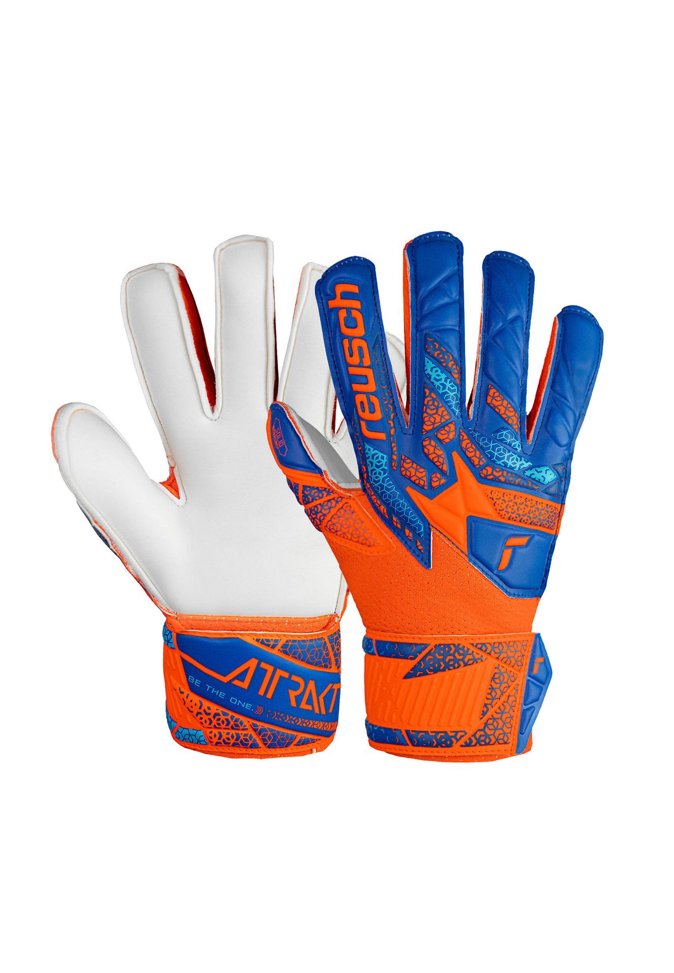 Rękawice bramkarskie Reusch Attrakt Solid Finger Support Junior niebiesko-pomarańczowe 5472510 2290 - 4