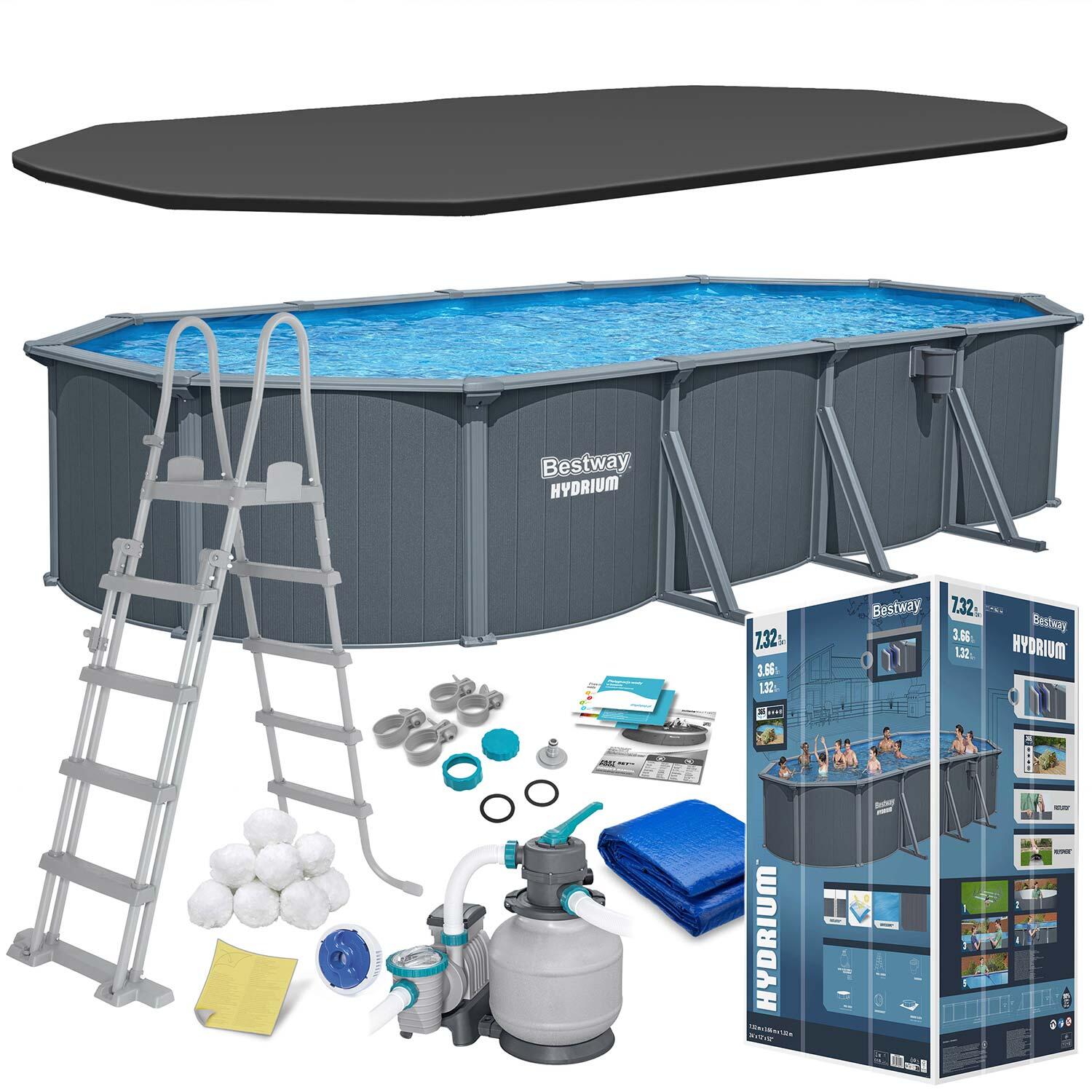 Bestway Basen stelażowy Hydrium 732x366x132 całoroczny 561CW zestaw