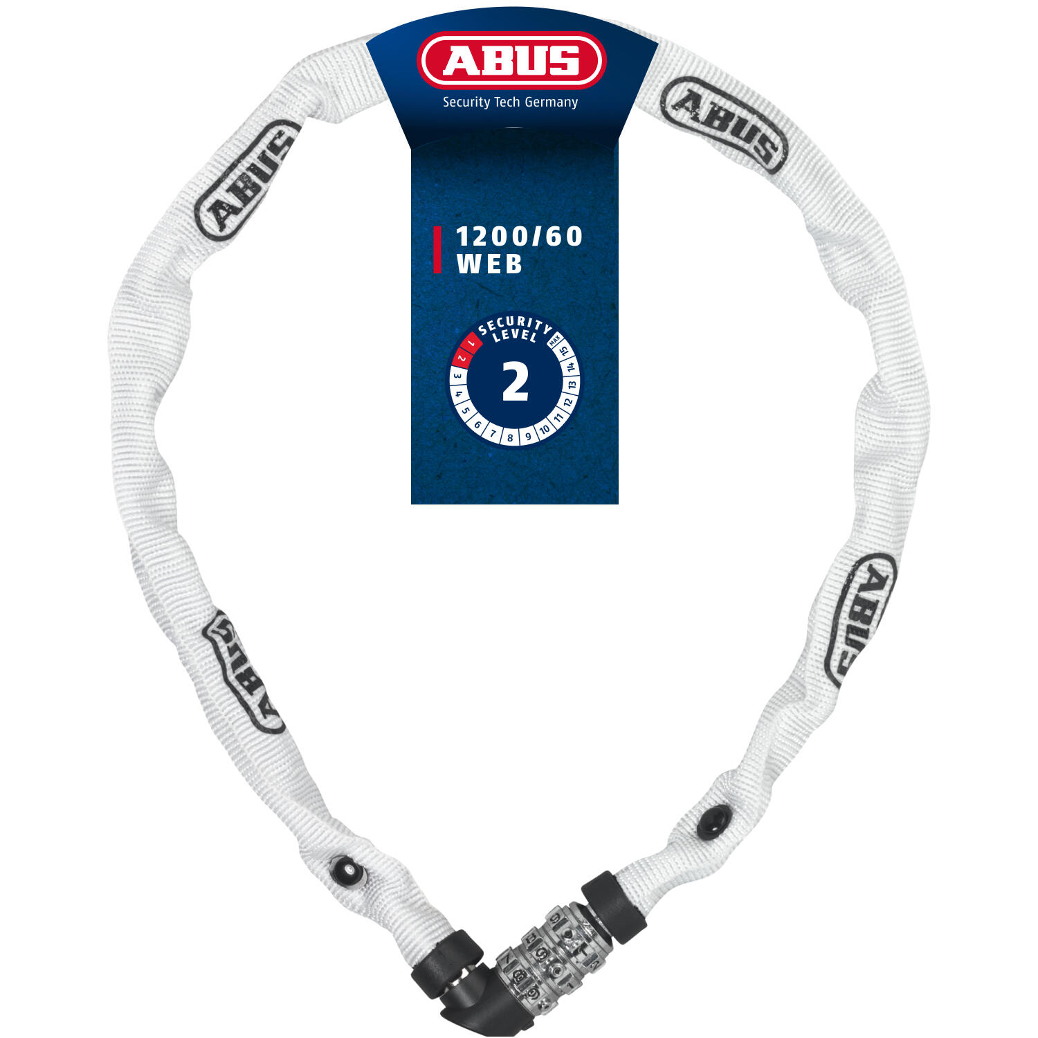 Abus łańcuch z zamkiem 1200/60, długość: 60 cm, biały, 60 cm AB1200608