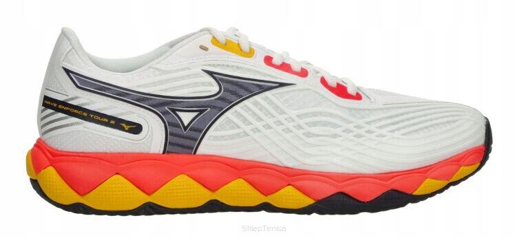 Męskie buty tenisowe Mizuno Wave Enforce Tour 2 AC White/Fiery Coral 2/Citrus EUR 44,5