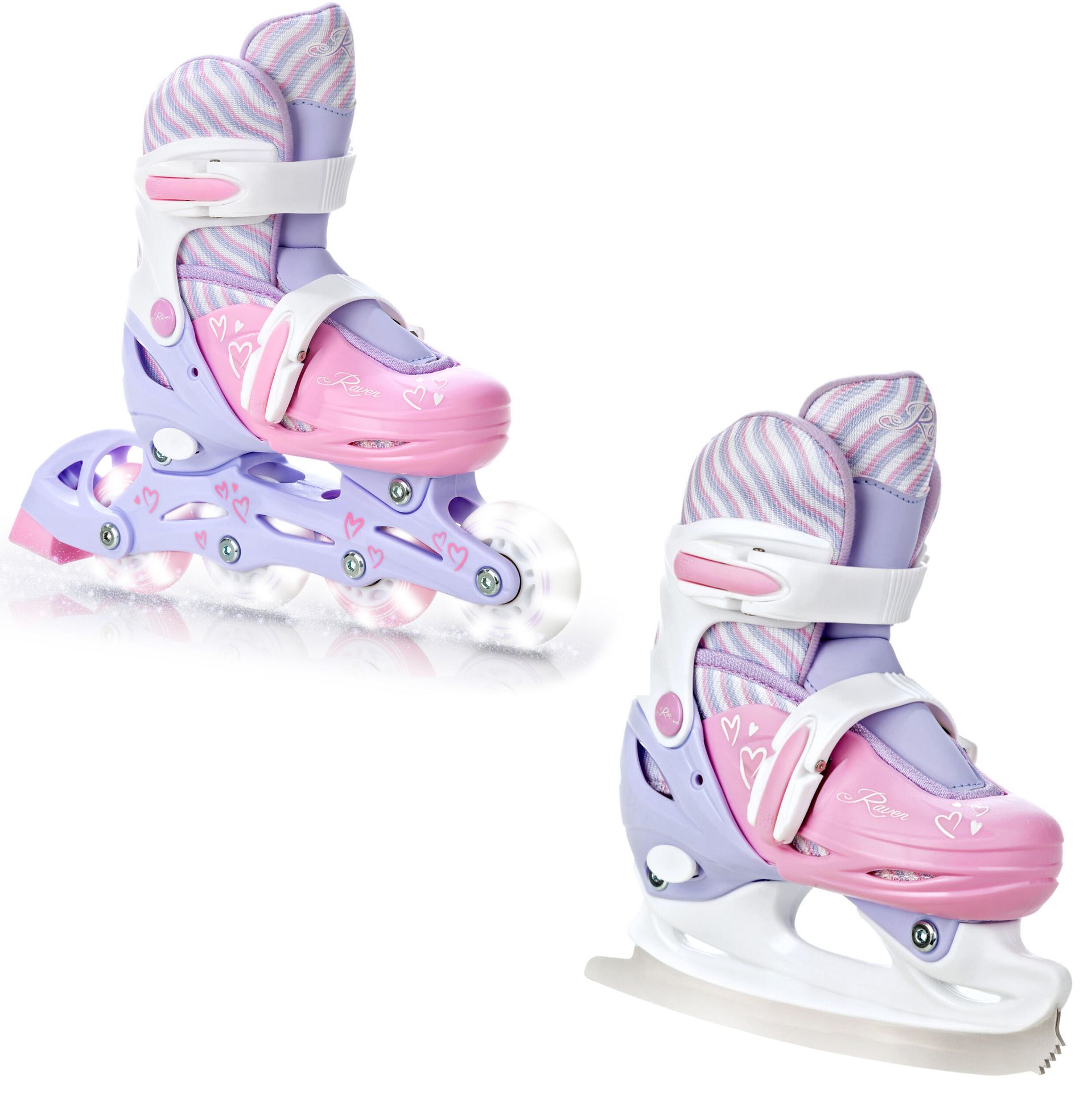 Rolki Łyżwy 2w1 RAVEN Loret Mint 34-37 Kółka LED