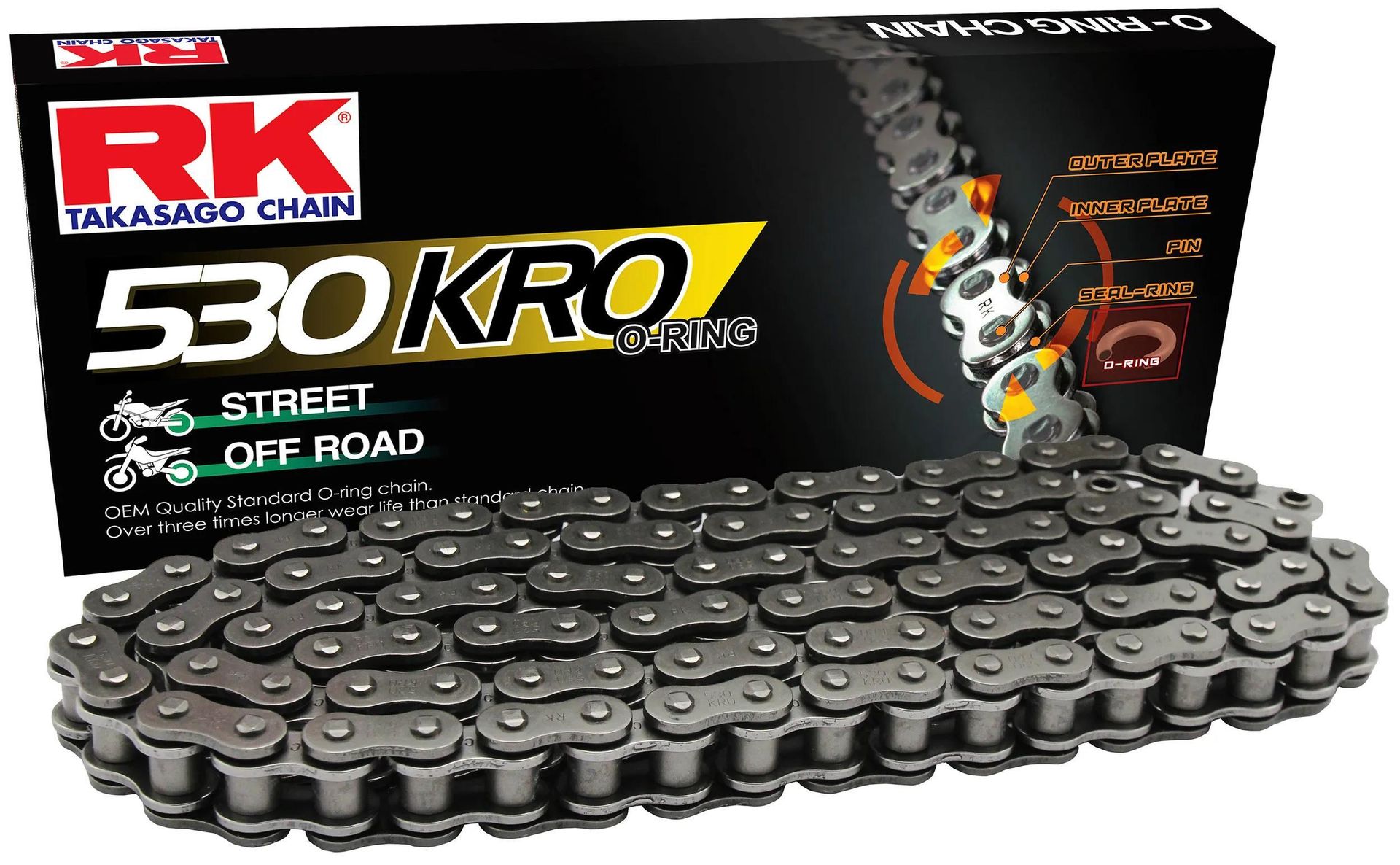 Łańcuch RK 530 KRO 116 N szary otwarty