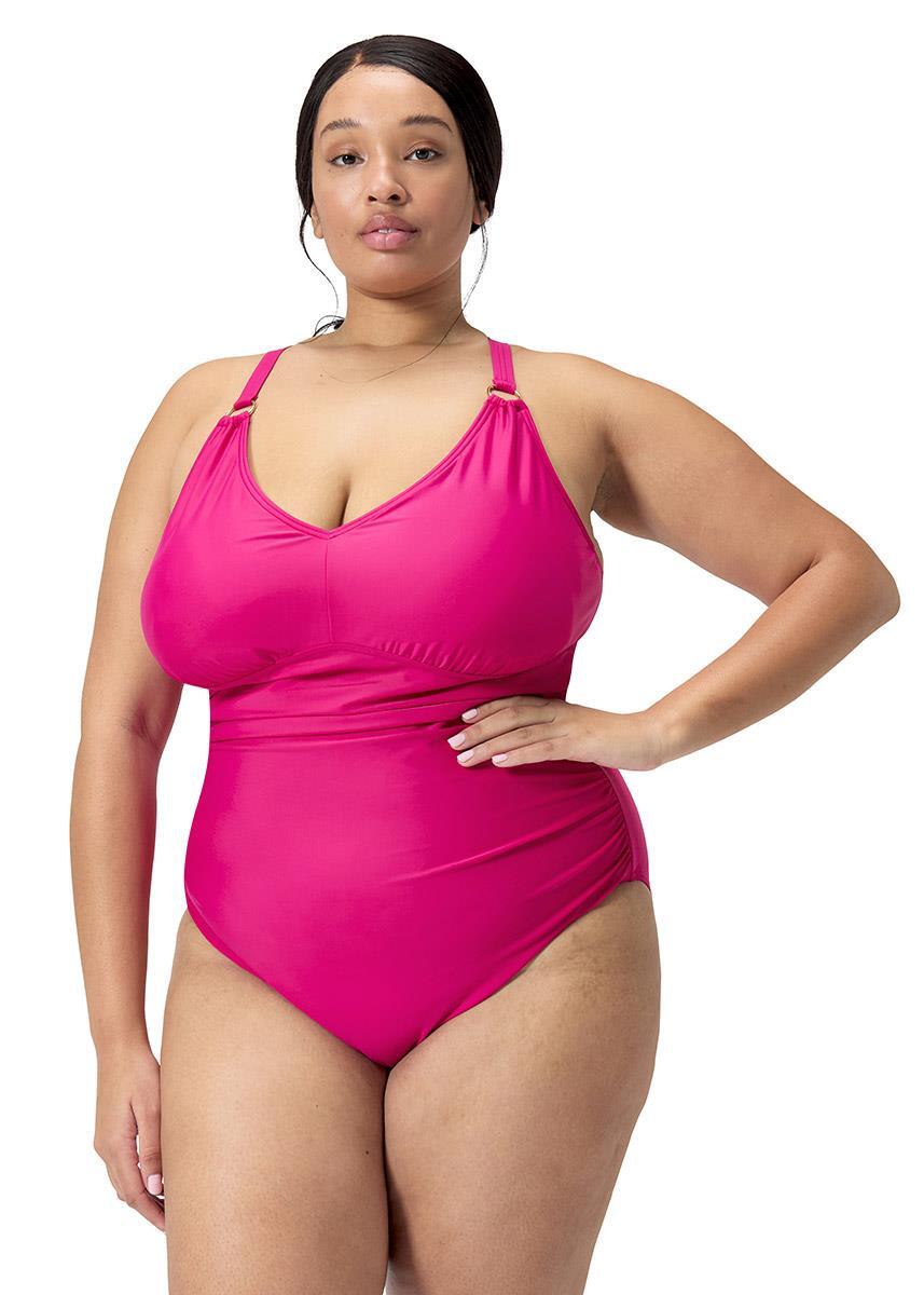 Strój Kąpielowy Speedo Shaping V Neck Plus – Różowy - Rozmiar 48