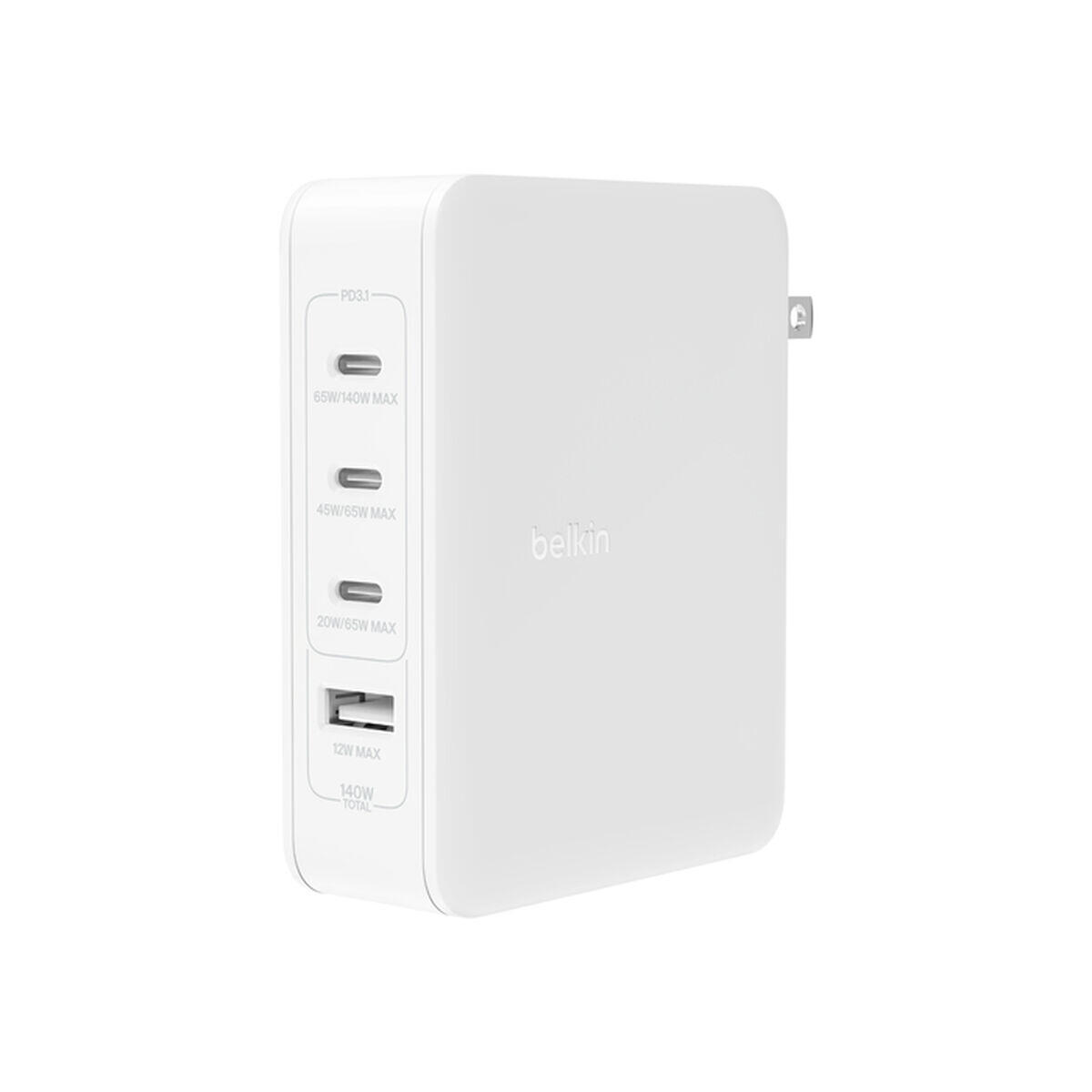 Ładowarka ścienna 140W 4-ports (3xC 1xA) UK, EU, US Plugs  biała