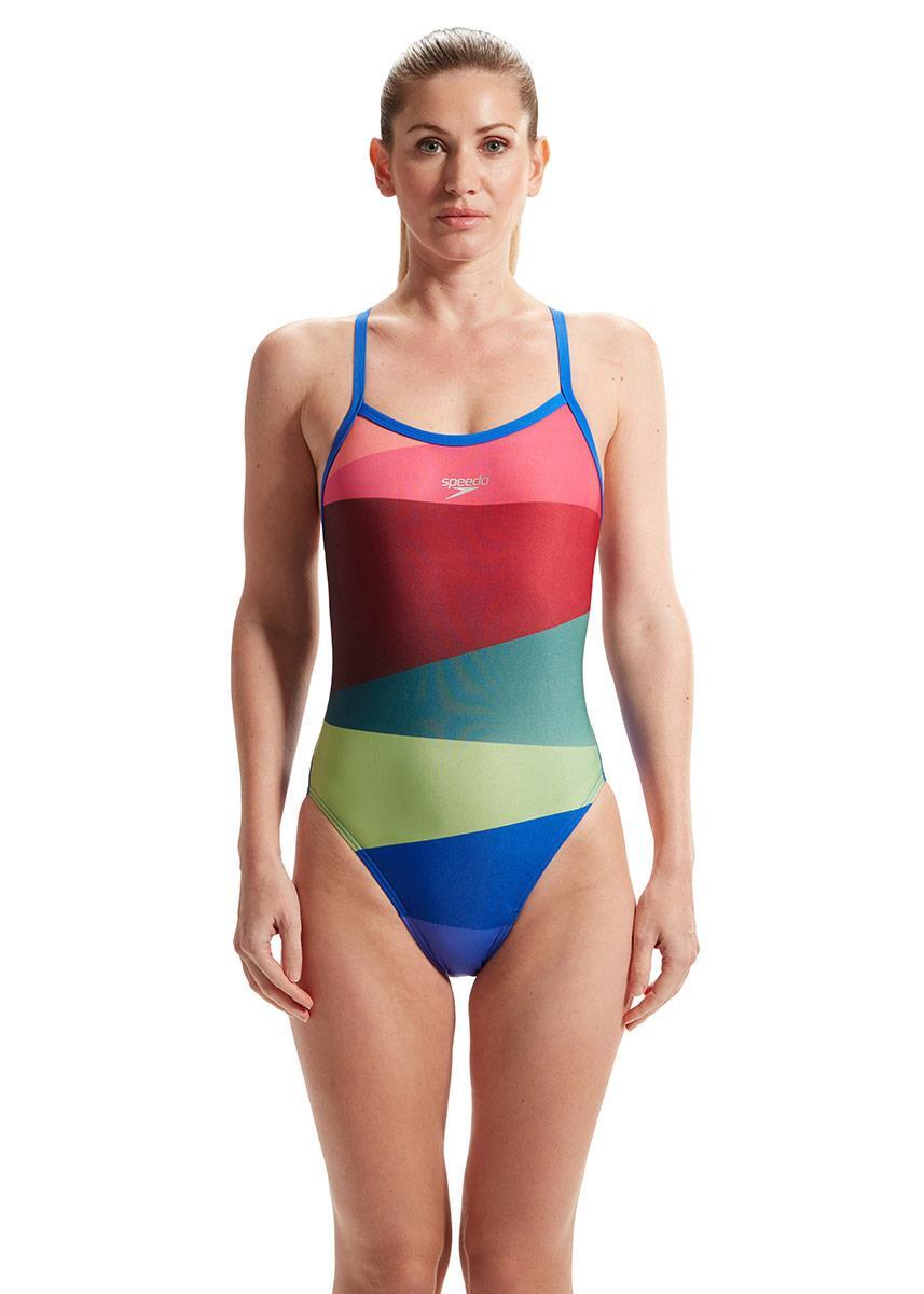 Strój Kąpielowy Speedo Placement Digital Turnback – Czerwony/Zielony Rozmiar 42