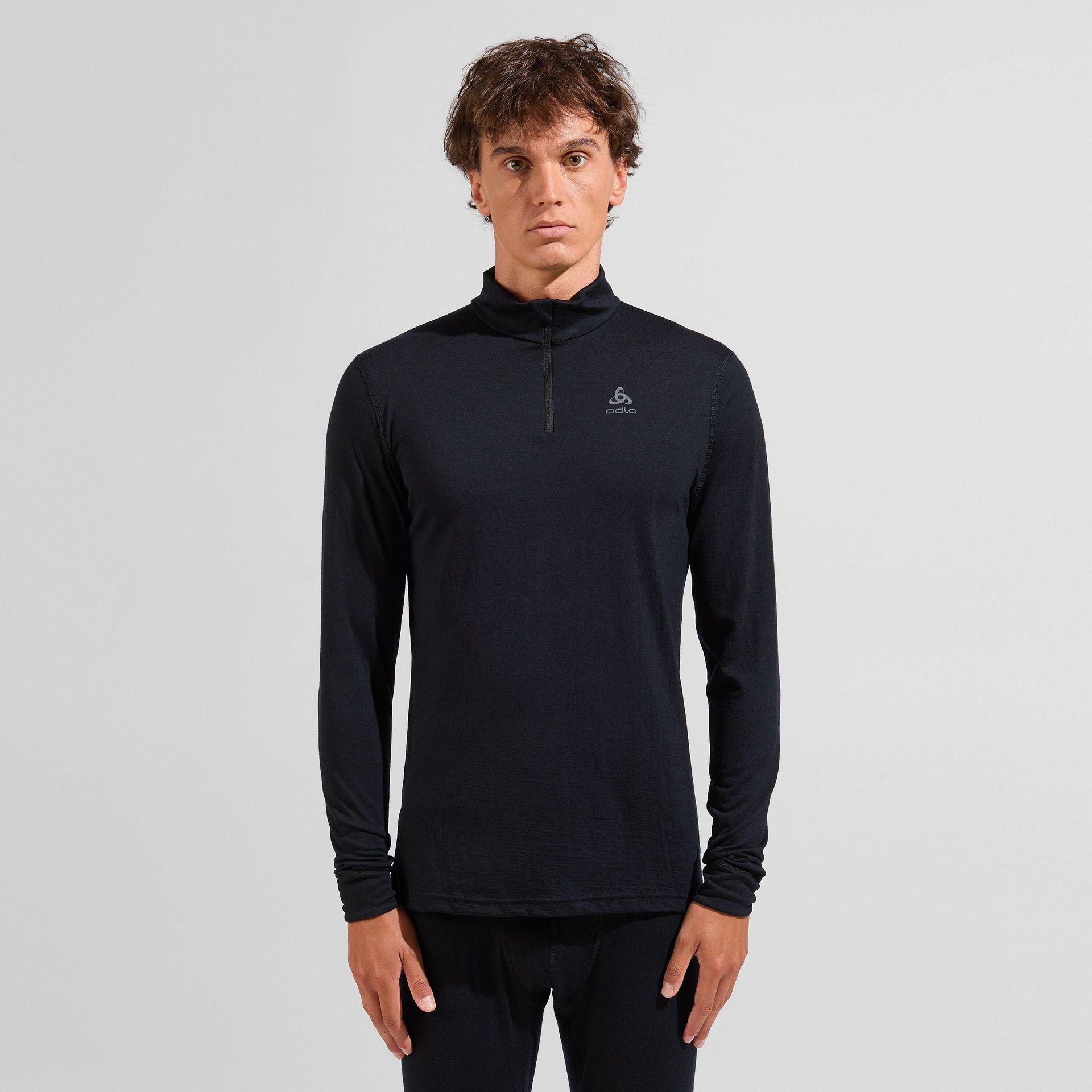 Odlo Merino 200 BL Top Turtle Neck LS Half Zip - czarna bluza termiczna (rozmiar L)