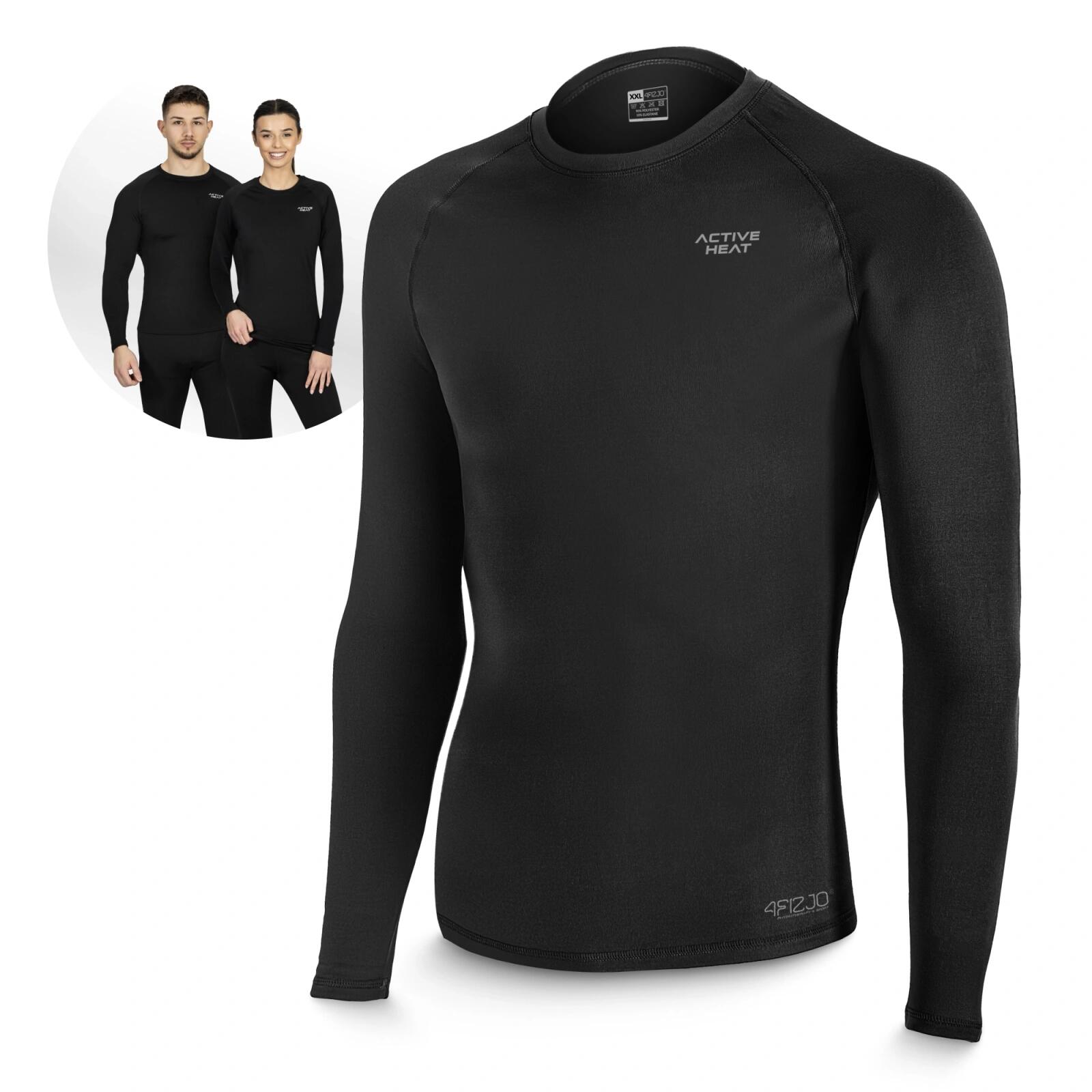 Czarna bluzka termiczna unisex 4FIZJO ACTIVE HEAT - długi rękaw, rozmiar M