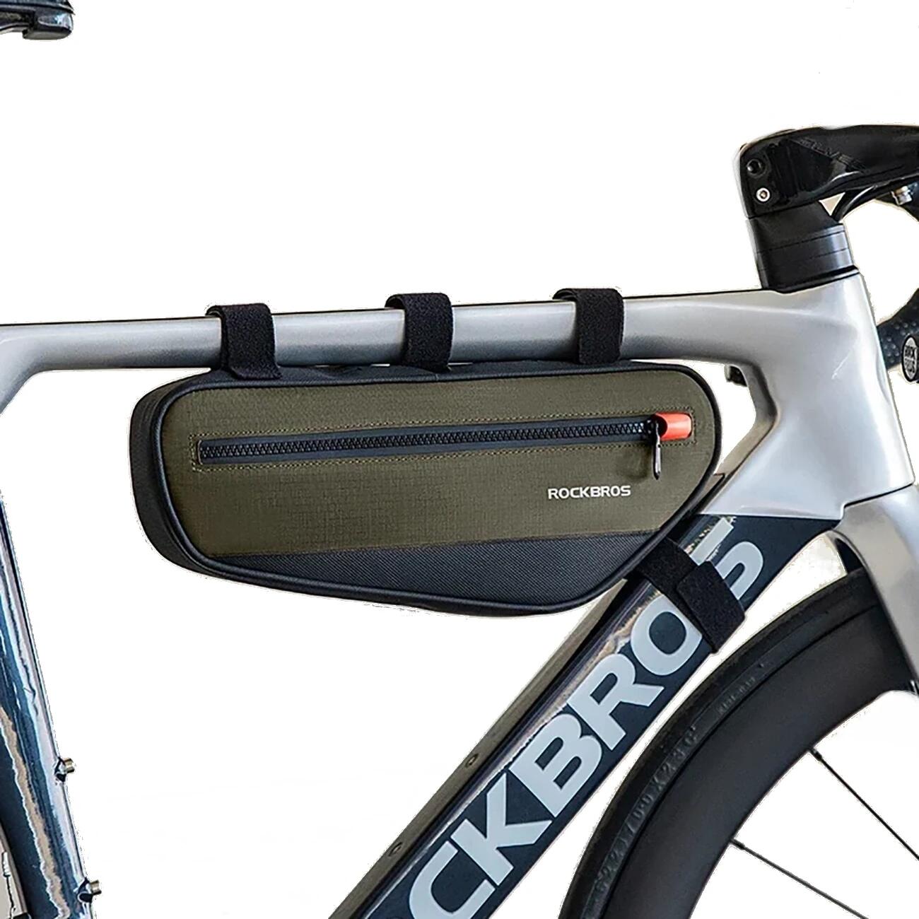 Torba rowerowa na ramę roweru z kieszenią boczną 1.7l - zielono-czarna ROCKBROS