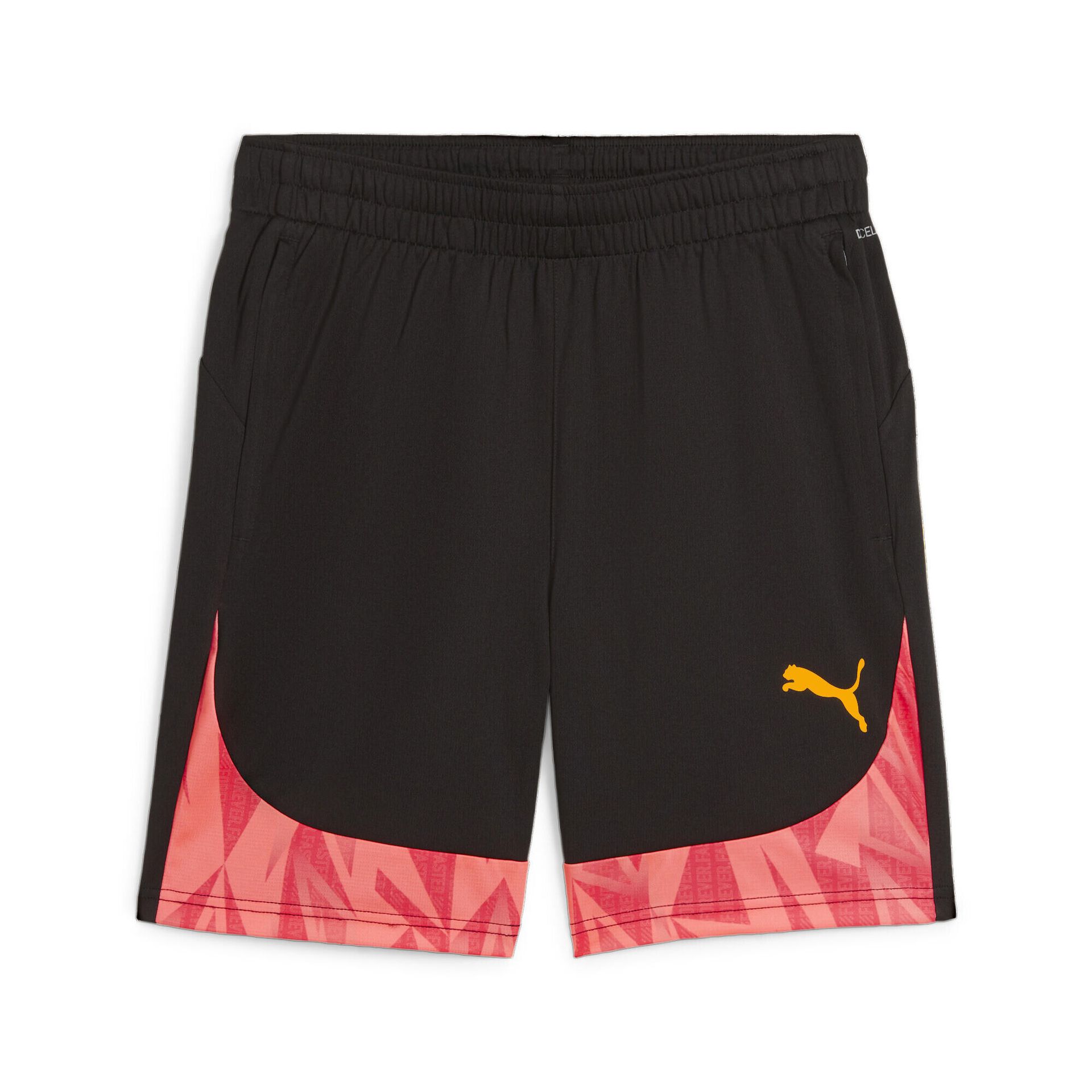 Męskie spodenki piłkarskie individualFINAL PUMA Black Sun Stream Orange