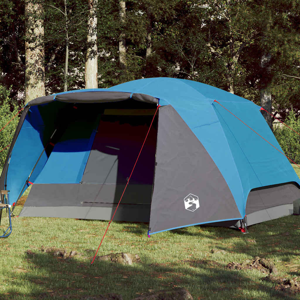vidaXL Namiot kempingowy, 4-os., niebieski, 350x280x155 cm, tafta 190T