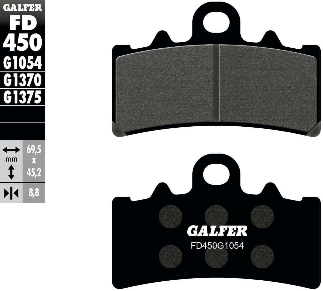GALFER FD450 G1054 klocki hamulcowe organiczne 69,5 x 8,8 x 45,2 mm