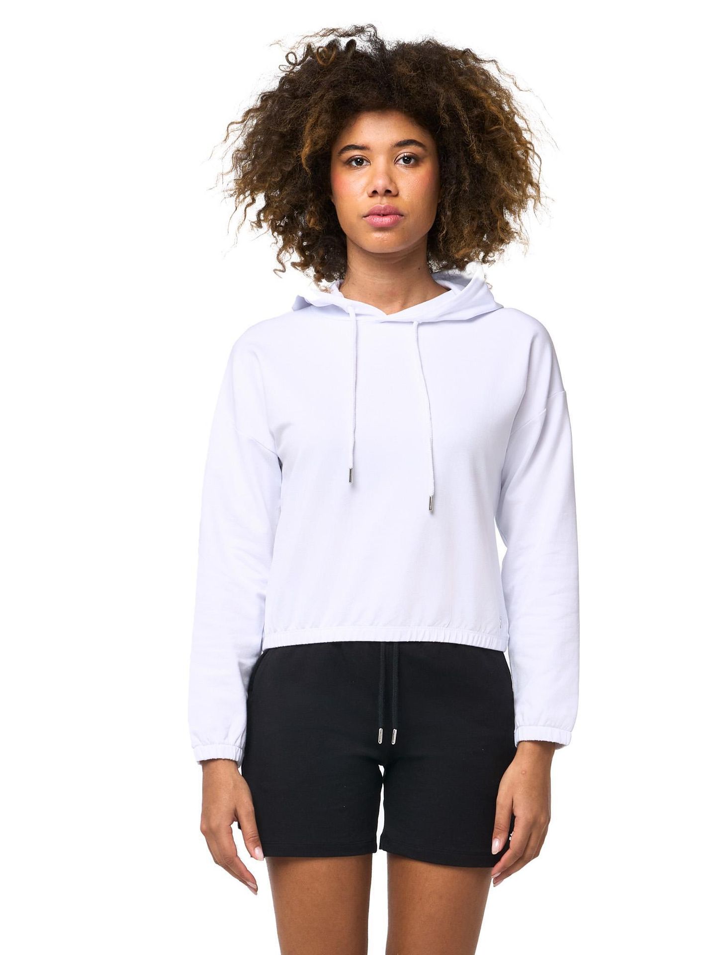 Leone Basic damska bluza z kapturem typu crop-on, zapobiegająca poceniu się