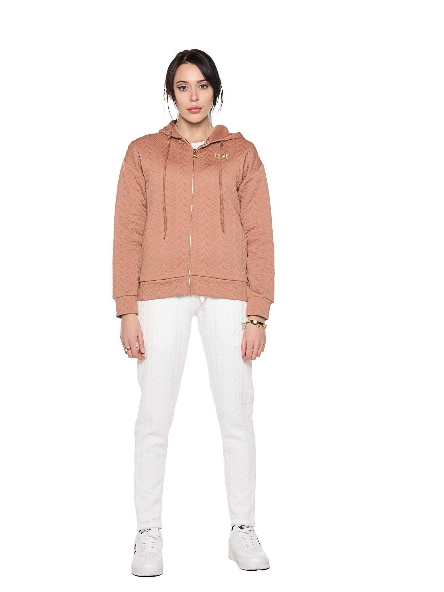 Bluza damska Leone 1947 Apparel z kapturem i zamkiem z dzianiny na zimę