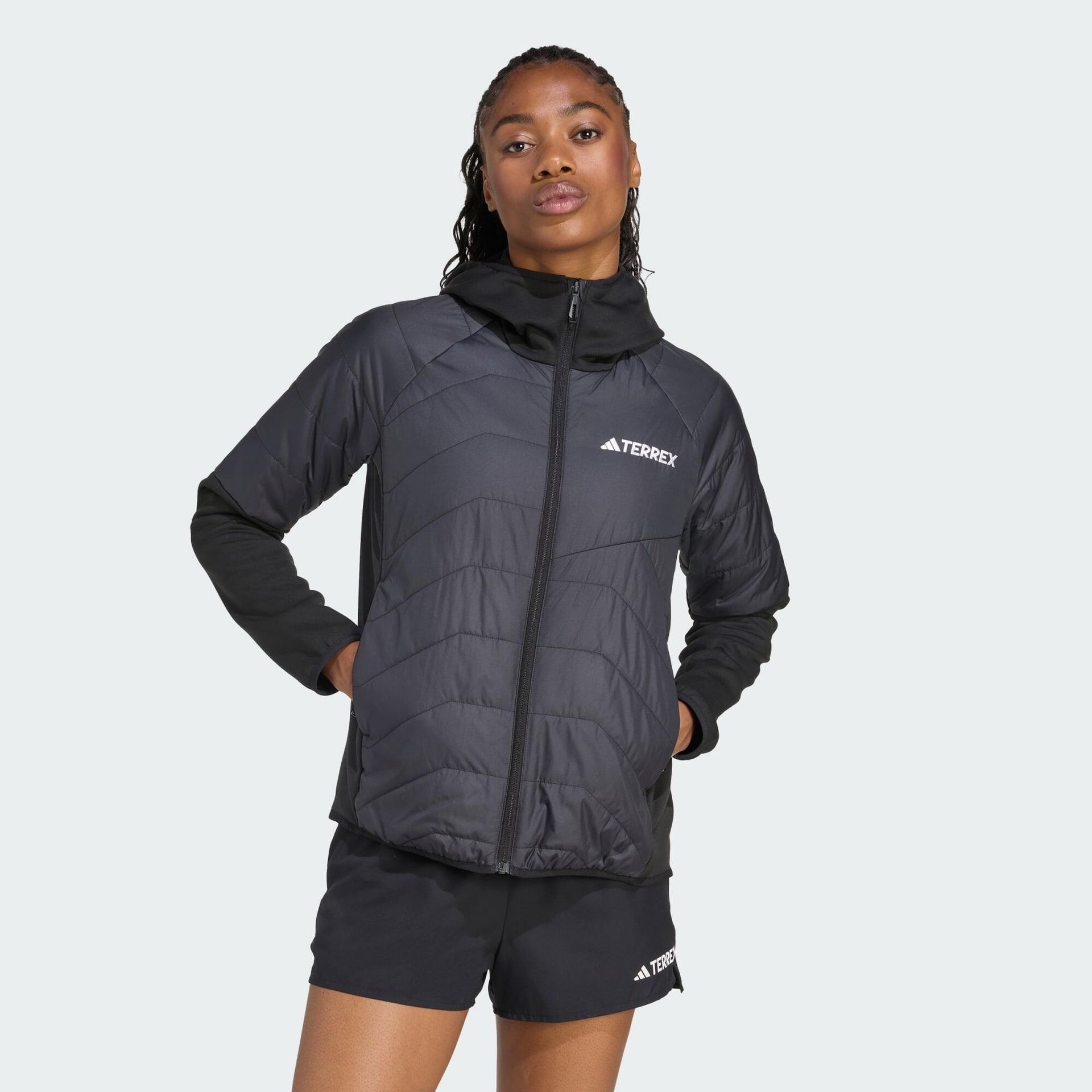 adidas dames Terrex Multi CLIMAWARM Insulated Hybrid Hooded Jacket, Black, XL