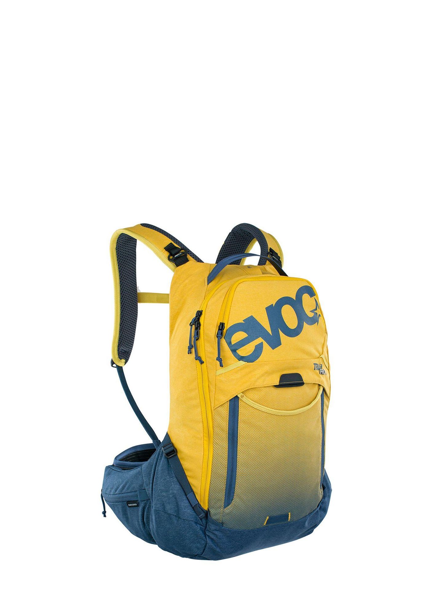 EVOC TRAIL PRO 16l plecak z ochraniaczem na jednodniowe wycieczki i jazdę po szlakach, plecak rowerowy (plecak z ochraniaczem pleców LITESHIELD PLUS, rozmiar: S/M), Curry/Denim