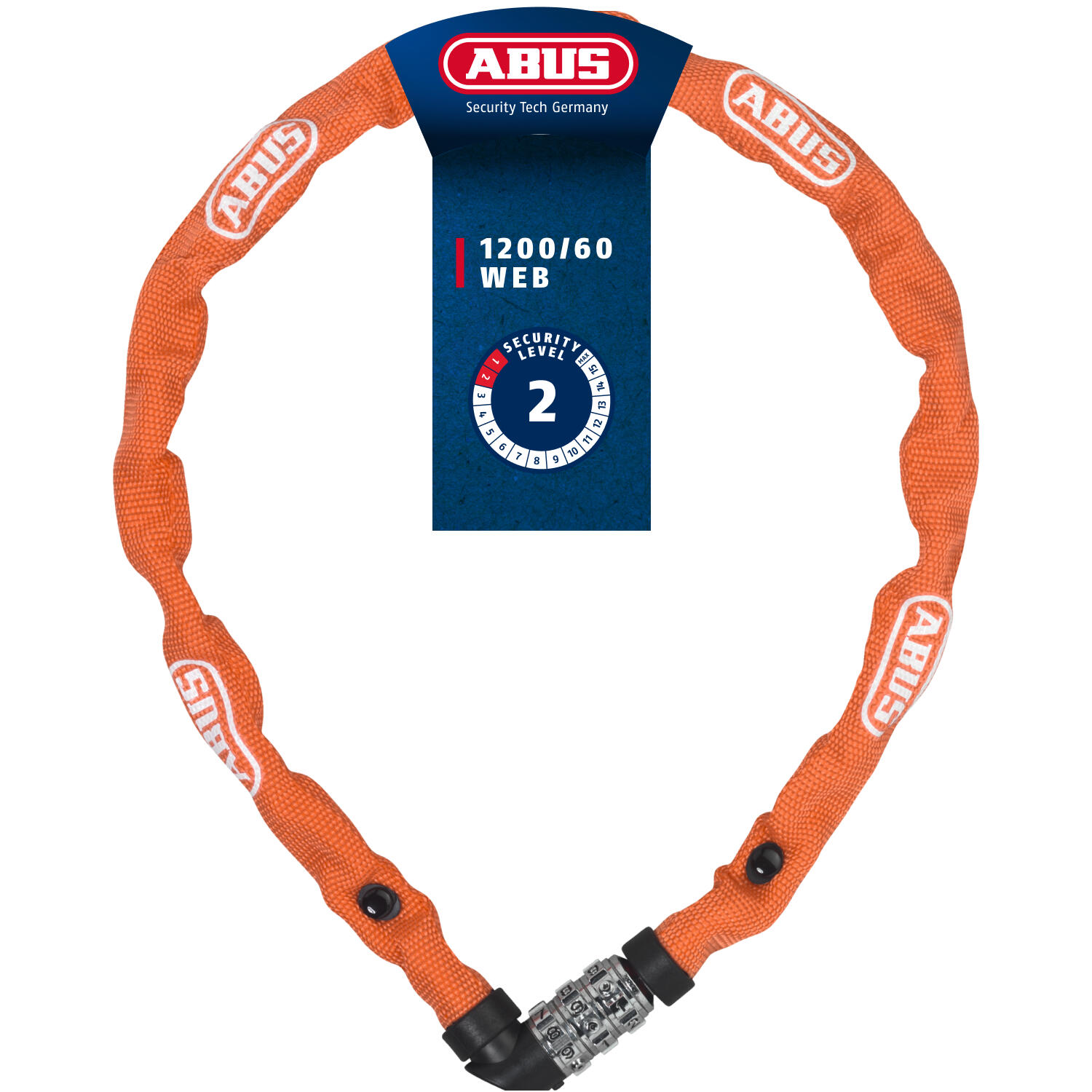 Abus łańcuch z zamkiem 1200/60, długość: 60 cm, pomarańczowa, 60 cm 569227