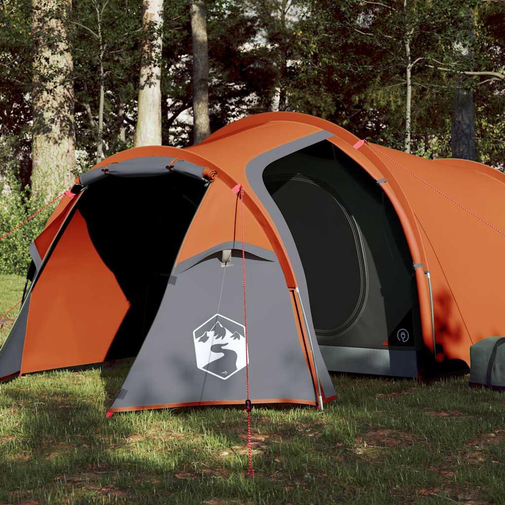 vidaXL Namiot, 4-os., szaro-pomarańczowy, 360x135x105 cm, tafta 185T