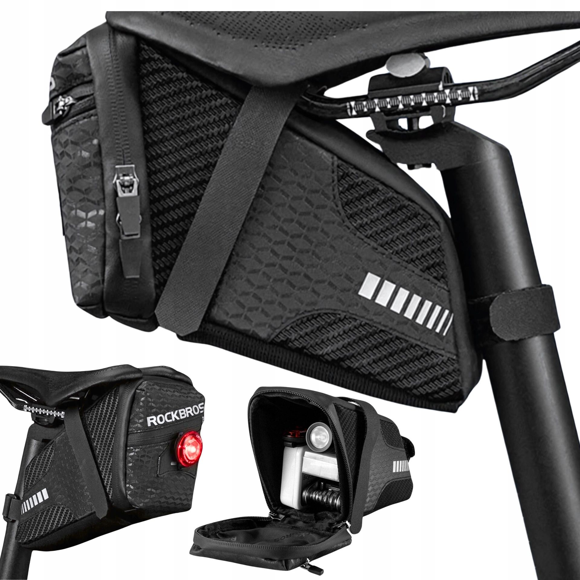 Torba rowerowa wodoodporna mocowana pod siodełko pojmność 1.5L czarna ROCKBROS