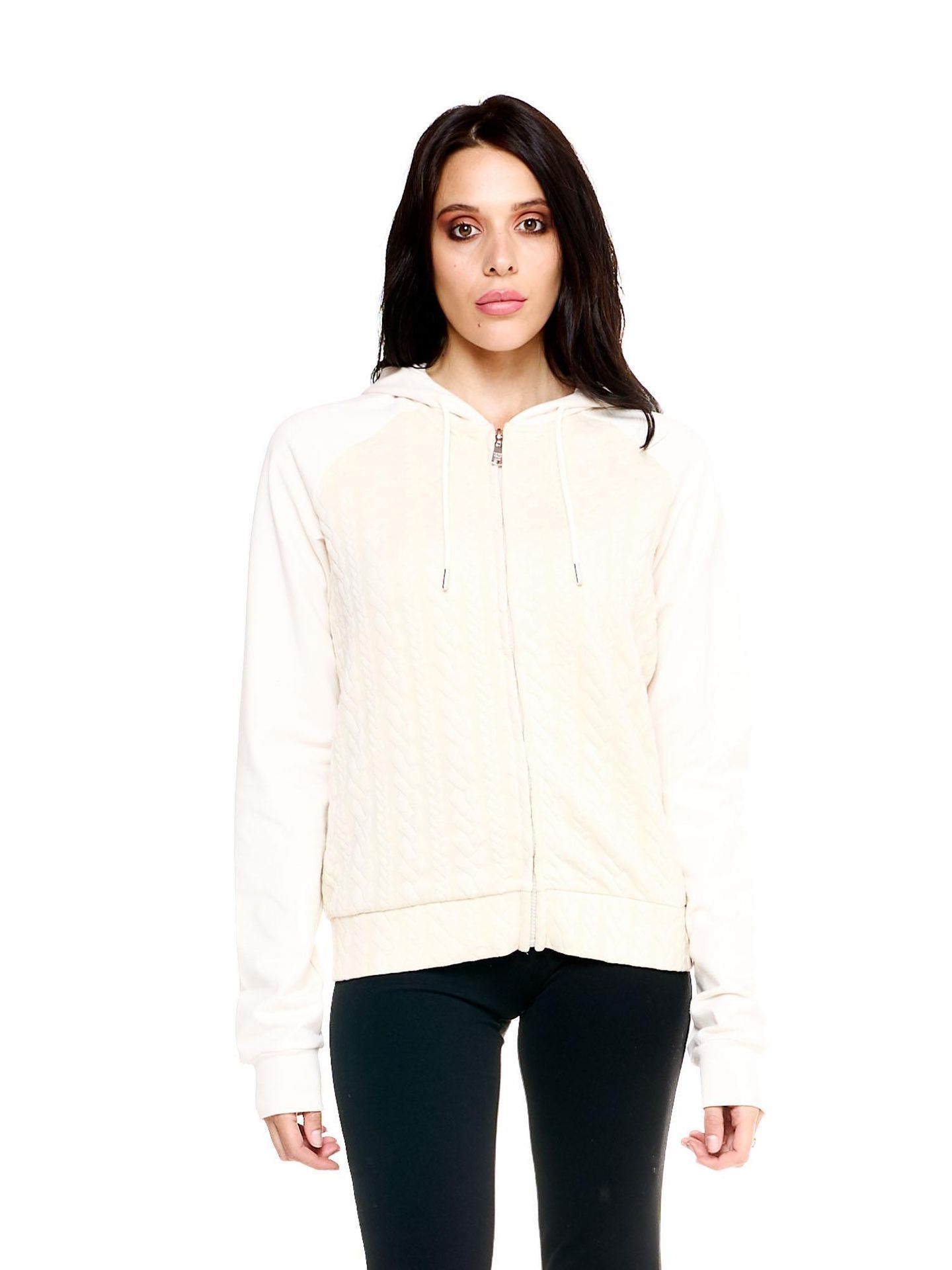 Bluza damska Leone 1947 Apparel Glam Winter z kapturem i zamkiem z dzianiny