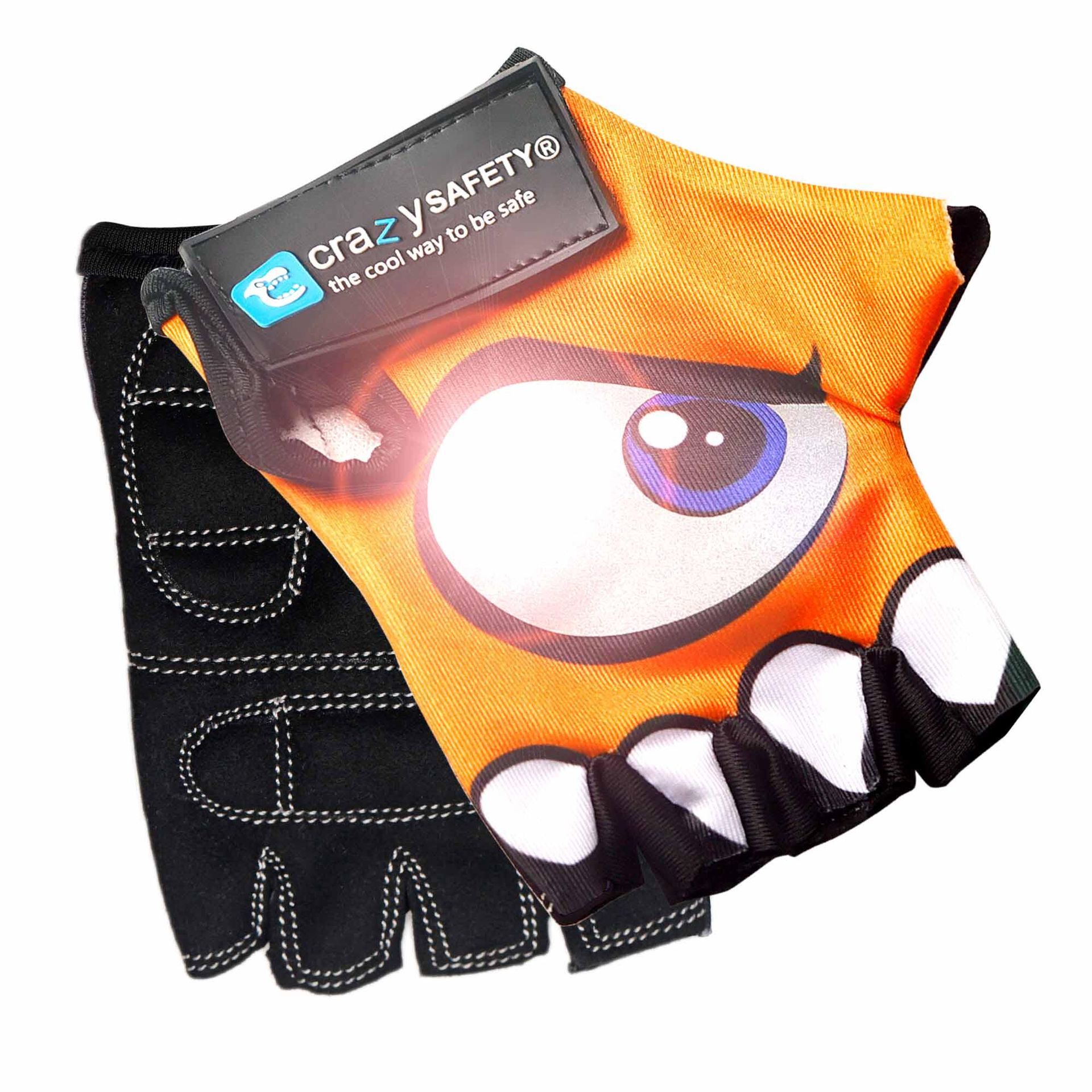Rękawiczki rowerowe Białe Crazy Safety Refleksyjne oczy S